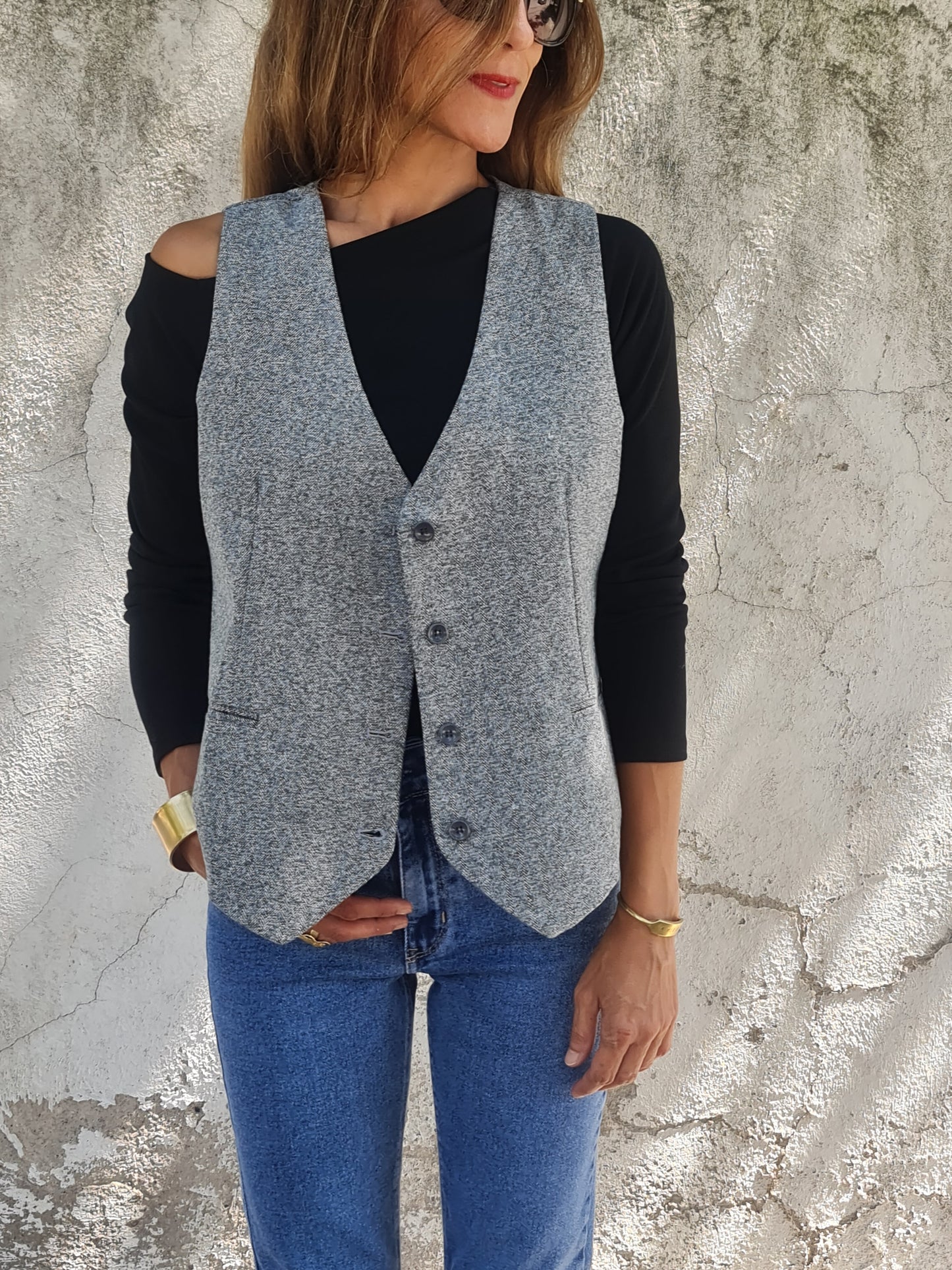 CHAQUETA ESPIGA GRIS.