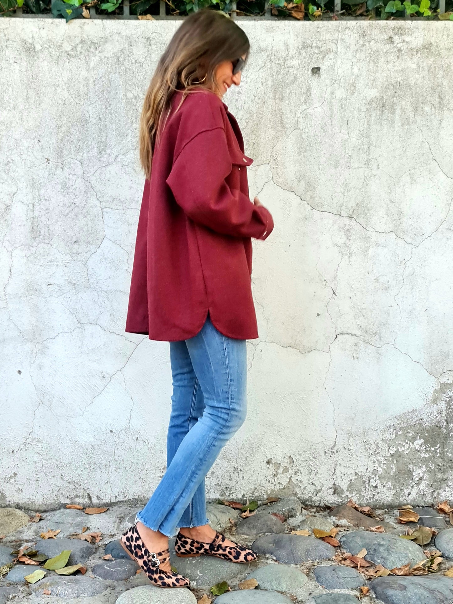 CHAQUETA PAÑO AURORA BURDEO.