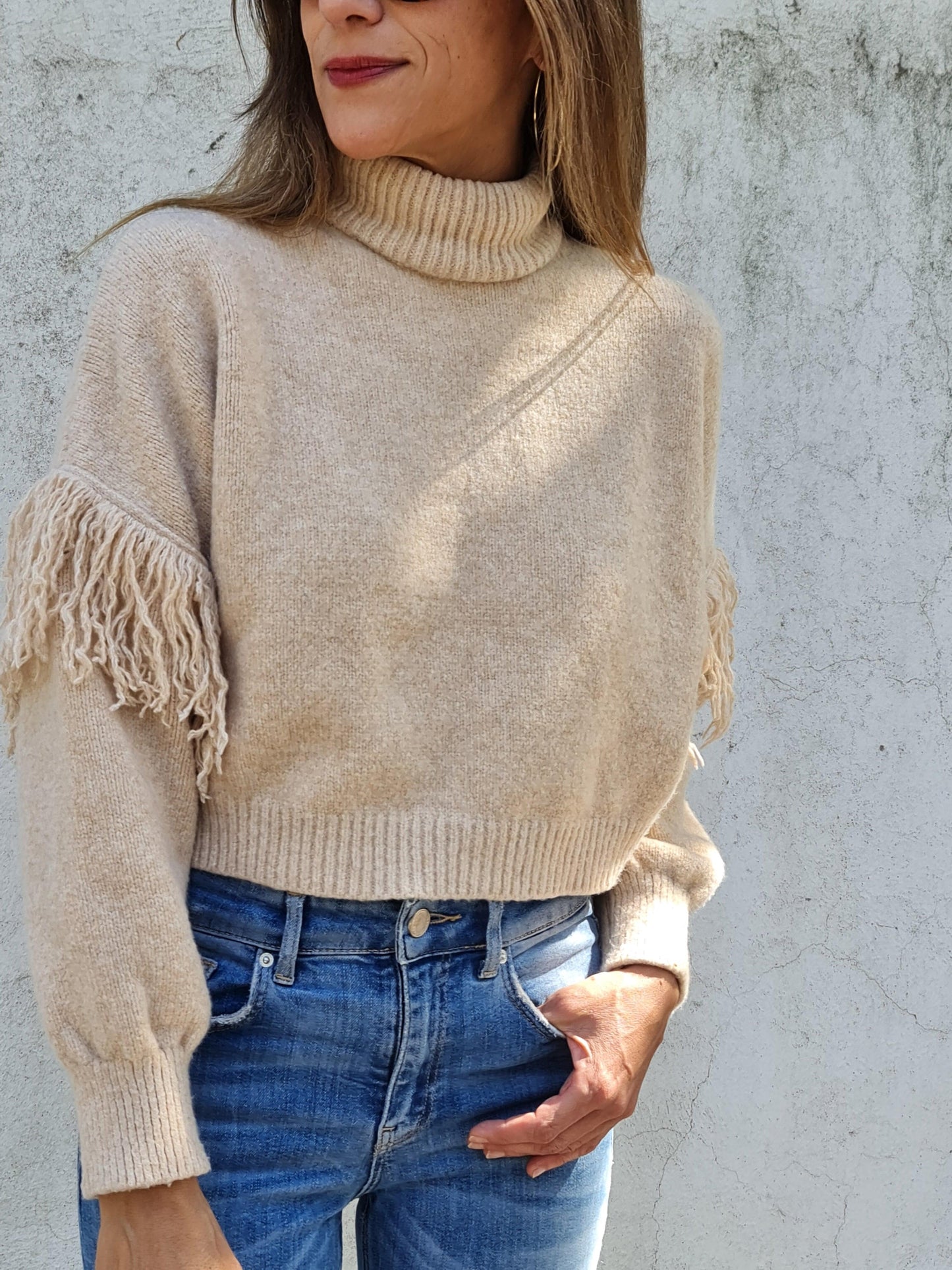 SWEATER FLECOS BEIGE -15% Dcto. - Quemepongo