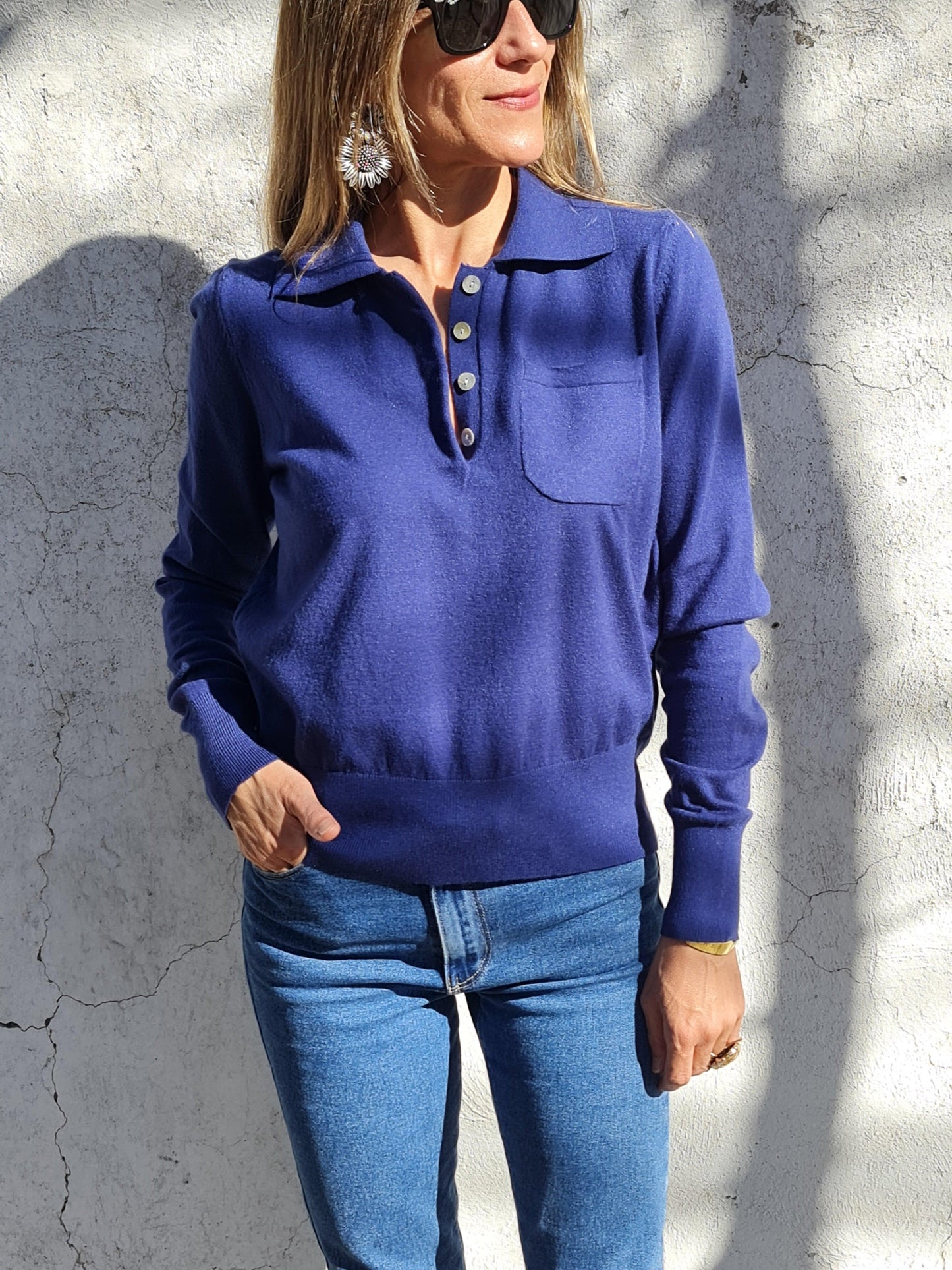 SWEATER ISABEL AZUL MEDIO. - Quemepongo