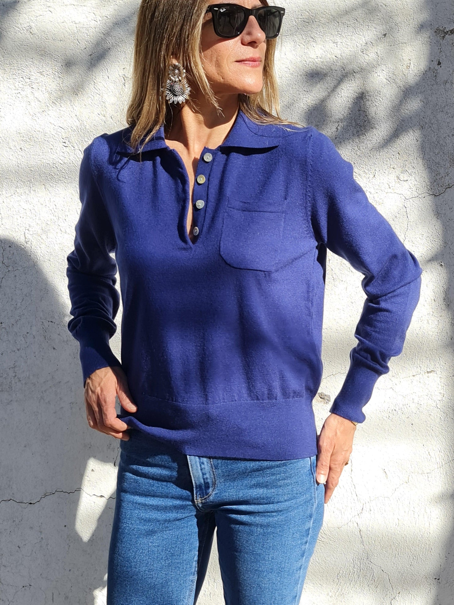 SWEATER ISABEL AZUL MEDIO. - Quemepongo