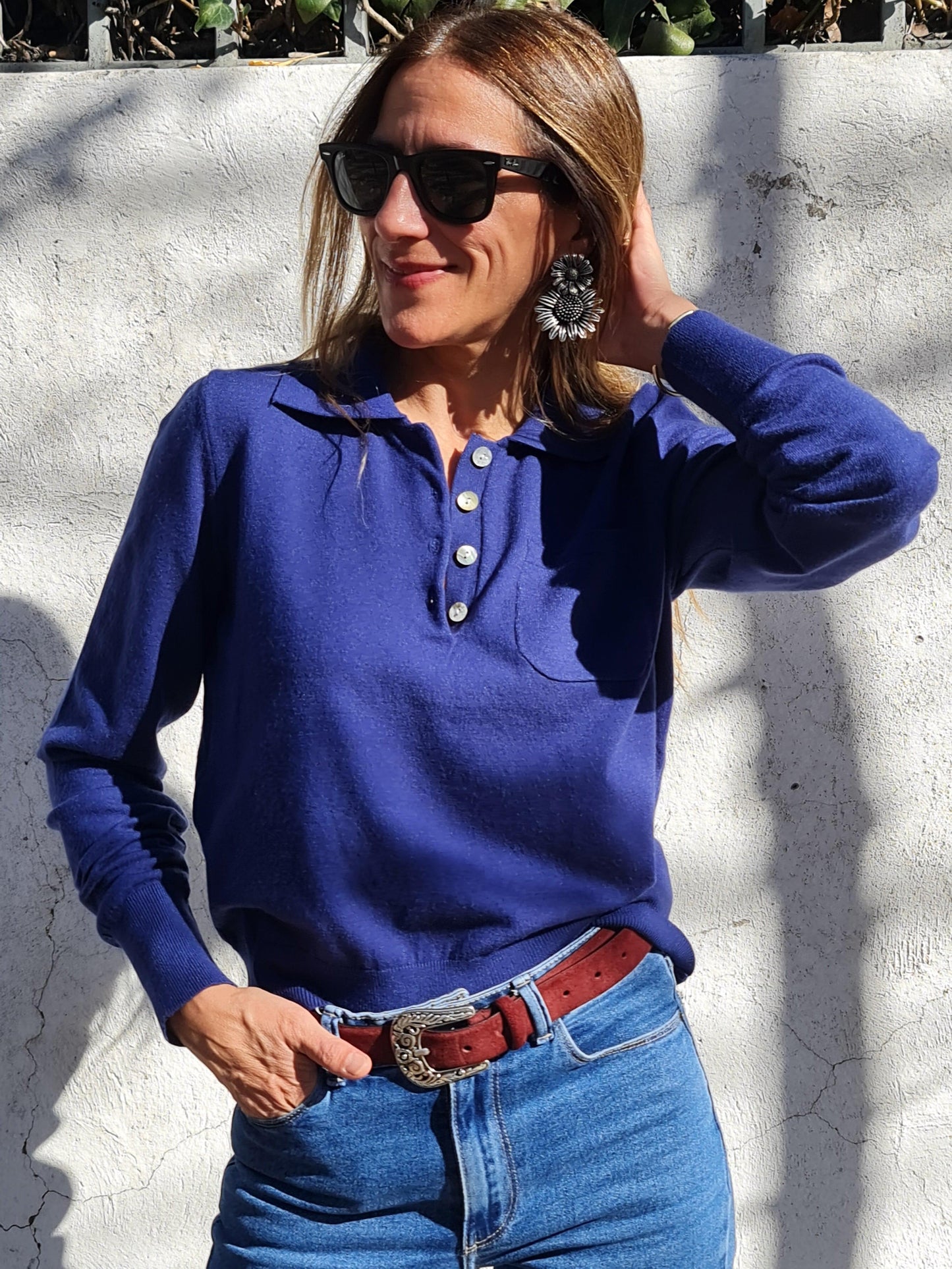 SWEATER ISABEL AZUL MEDIO. - Quemepongo