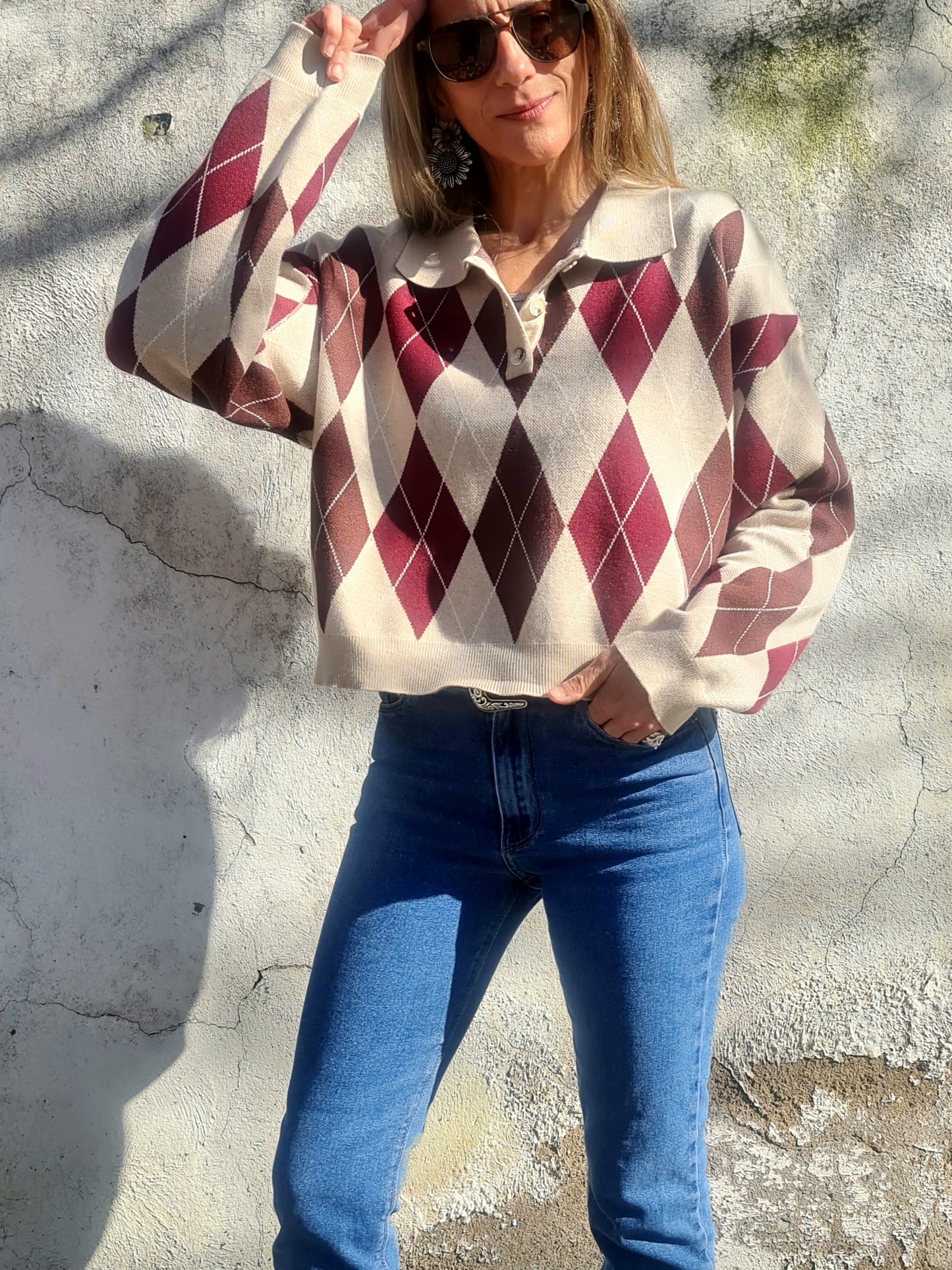 SWEATER ROMBO BEIGE. - Quemepongo