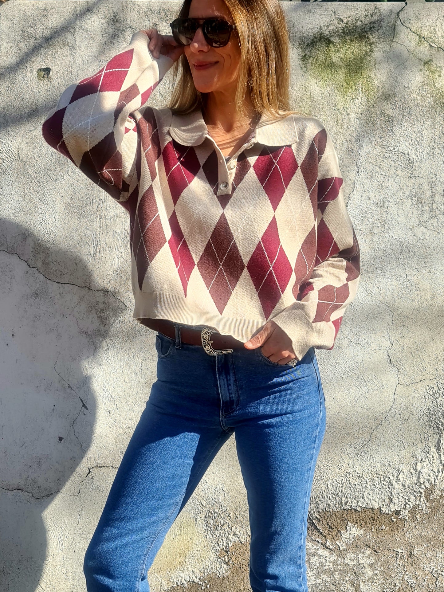 SWEATER ROMBO BEIGE. - Quemepongo