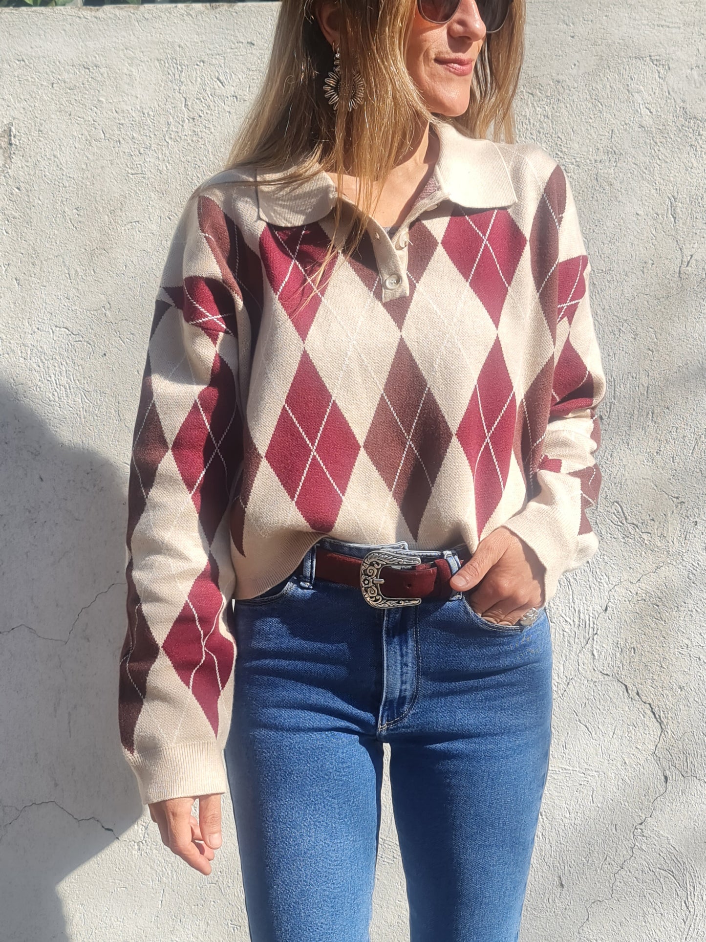 SWEATER ROMBO BEIGE. - Quemepongo