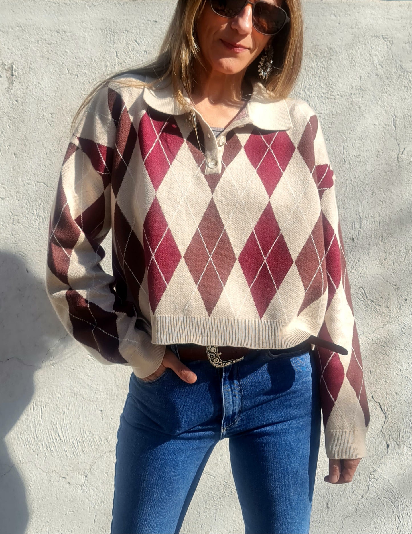 SWEATER ROMBO BEIGE. - Quemepongo