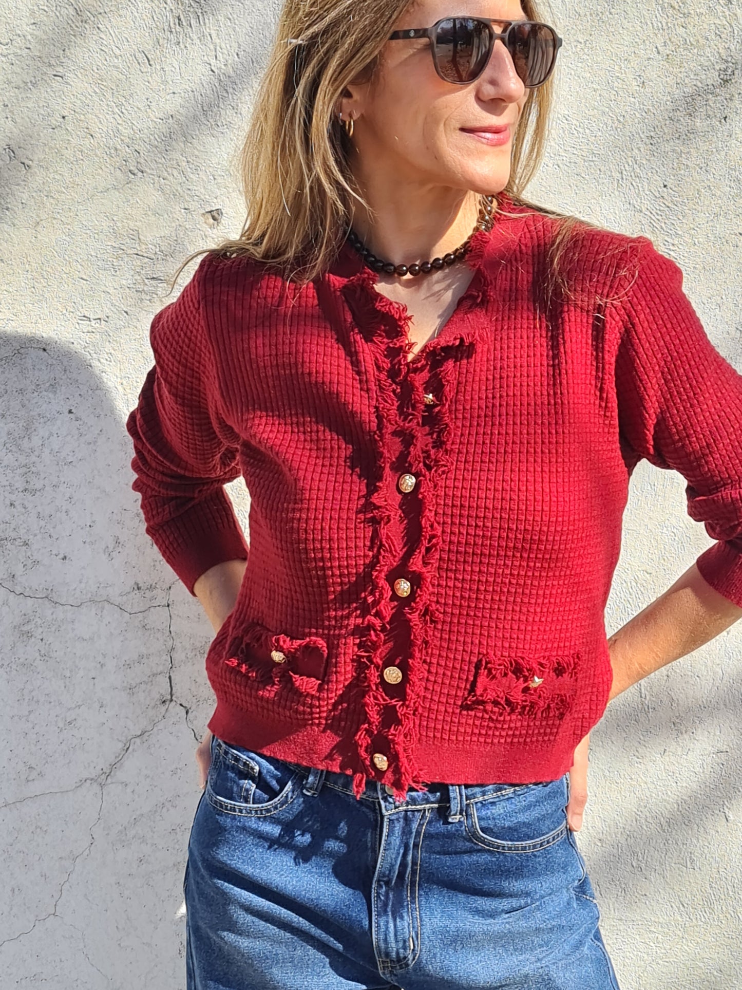 CHALECO ISIDORA BURDEO -20%DCTO.