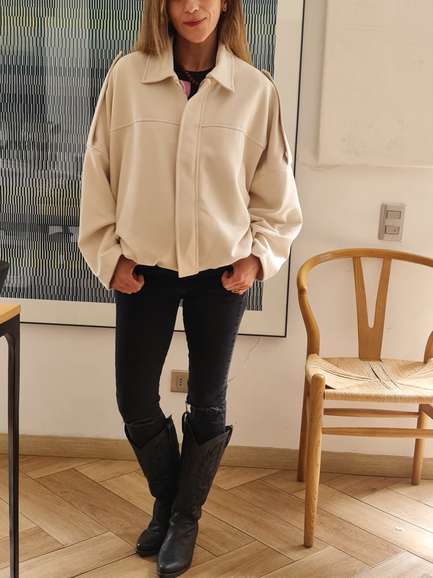 CHAQUETA RAMONA GAMUZA CRUDO.