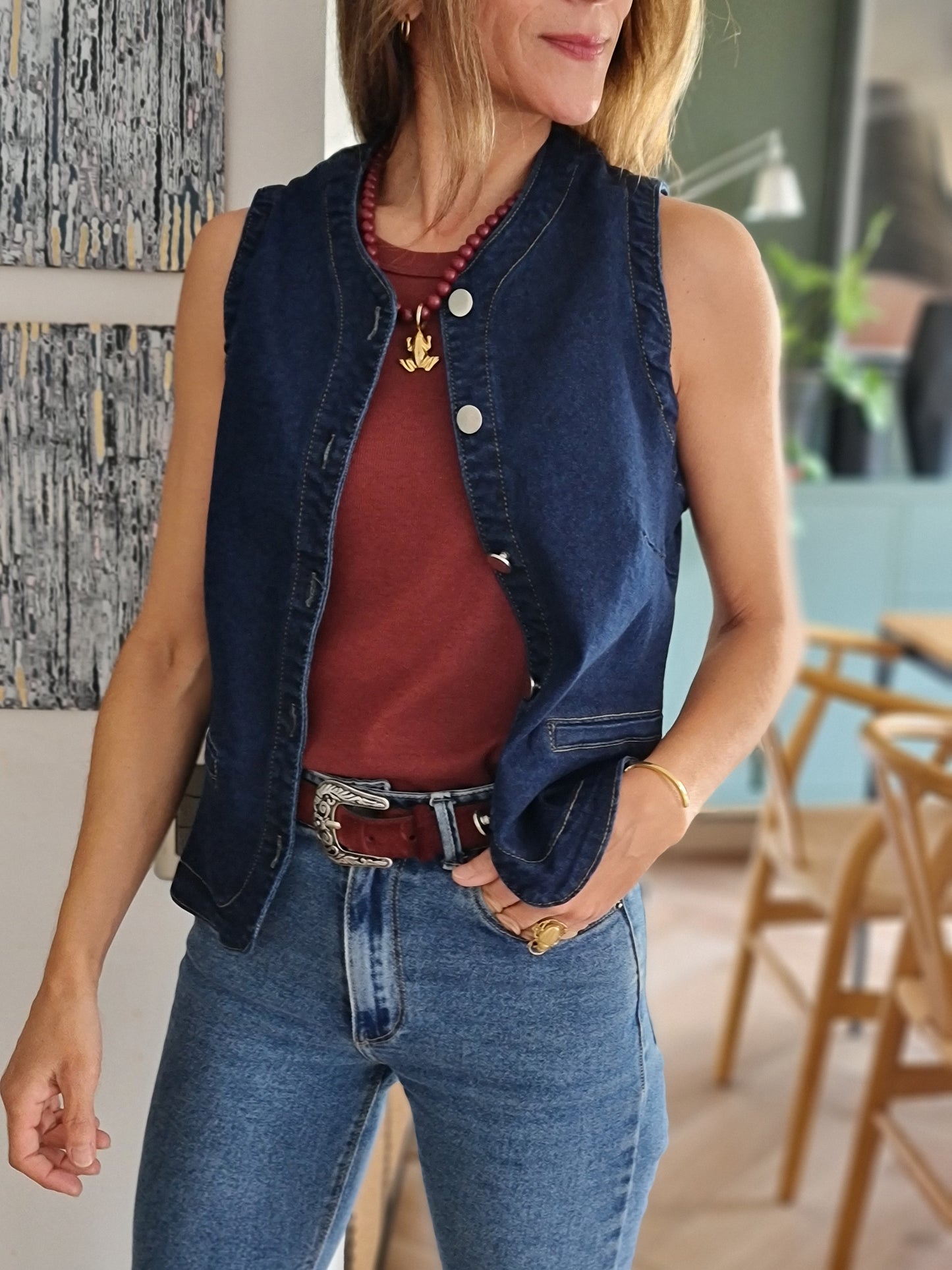 GILLET JEANS AZUL 10% DE DCTO.
