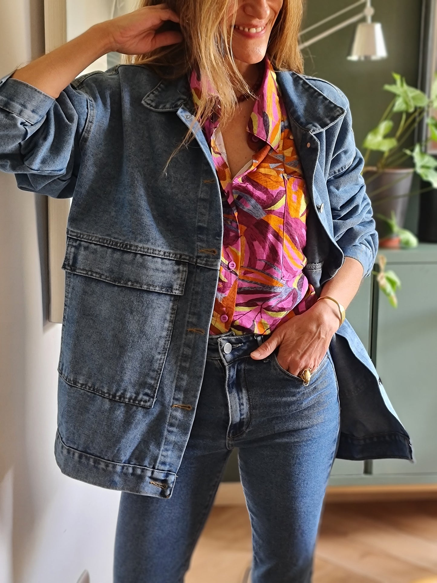 CHAQUETA DELIA JEANS AZUL MEDIO.