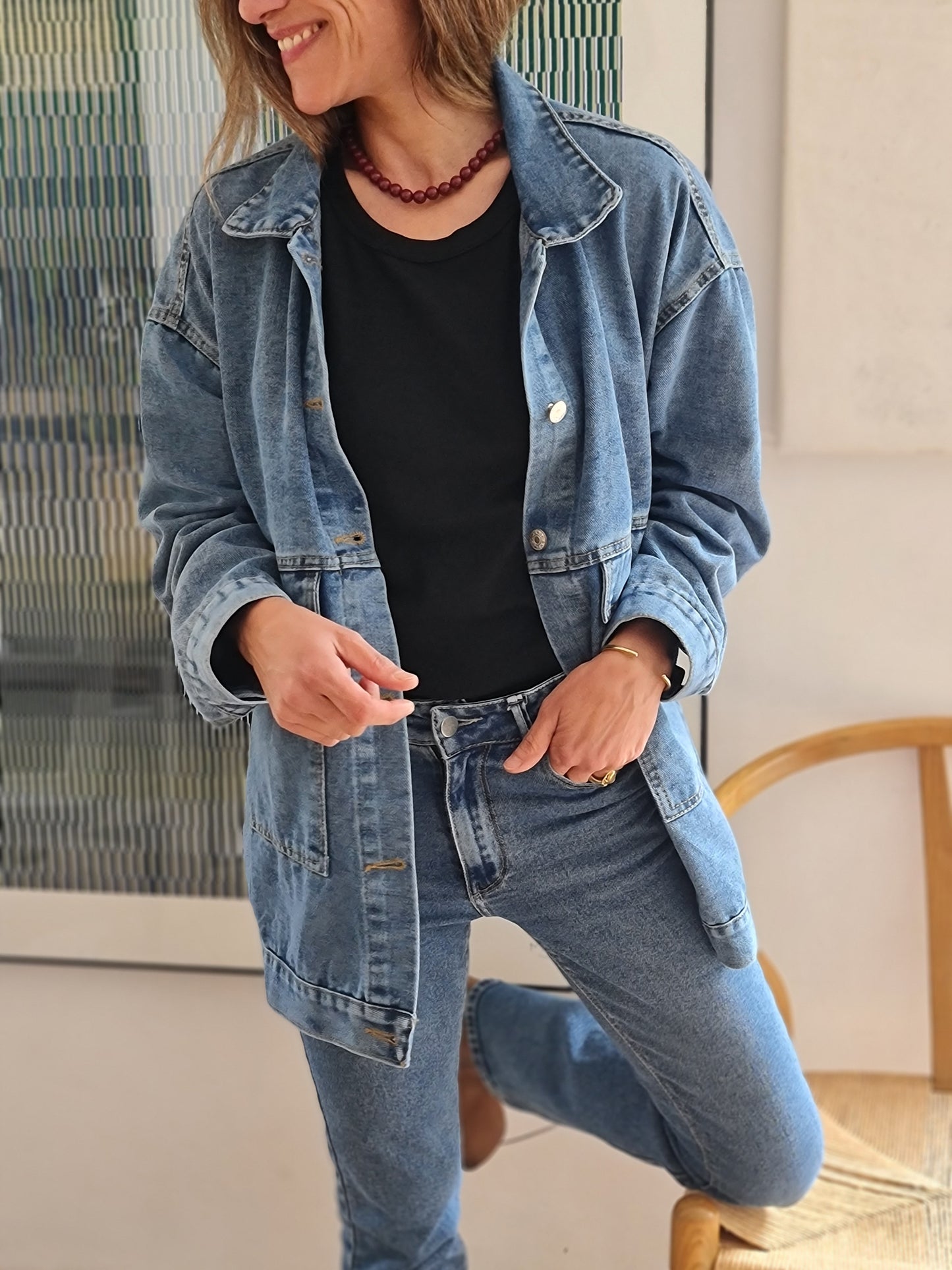 CHAQUETA DELIA JEANS AZUL MEDIO.