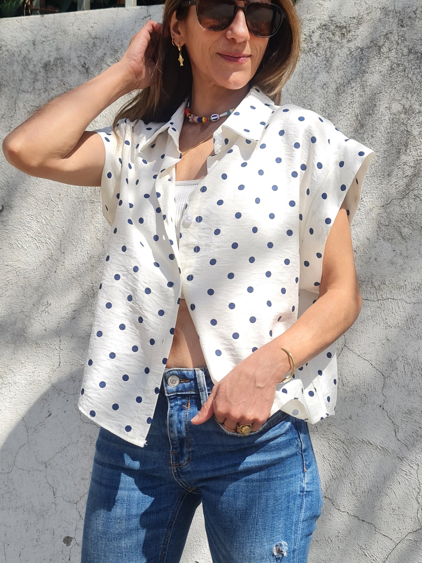 Blusa Lunares Azul