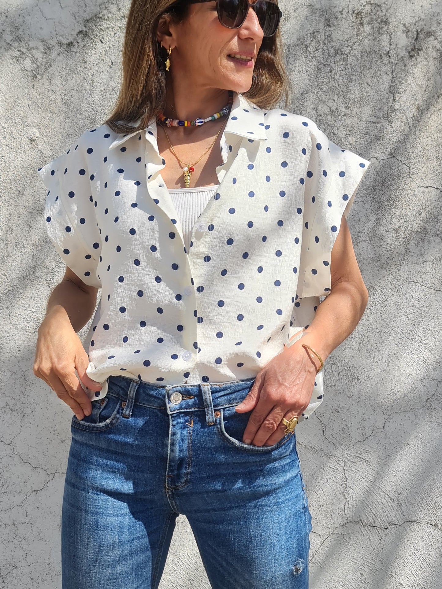 Blusa Lunares Azul