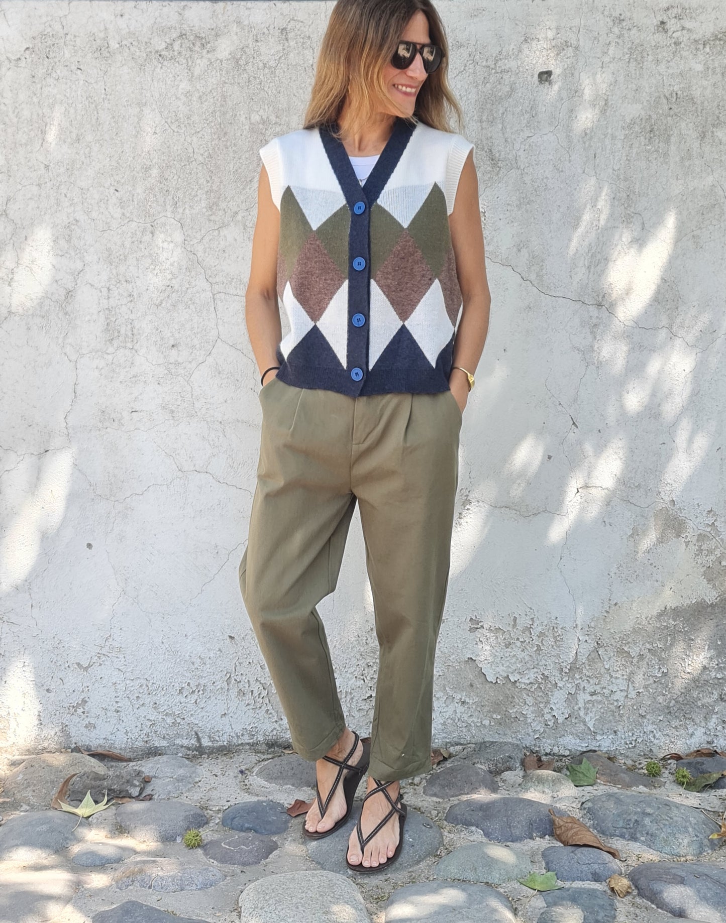 CHALECO ROMBO AZUL -30% DCTO.