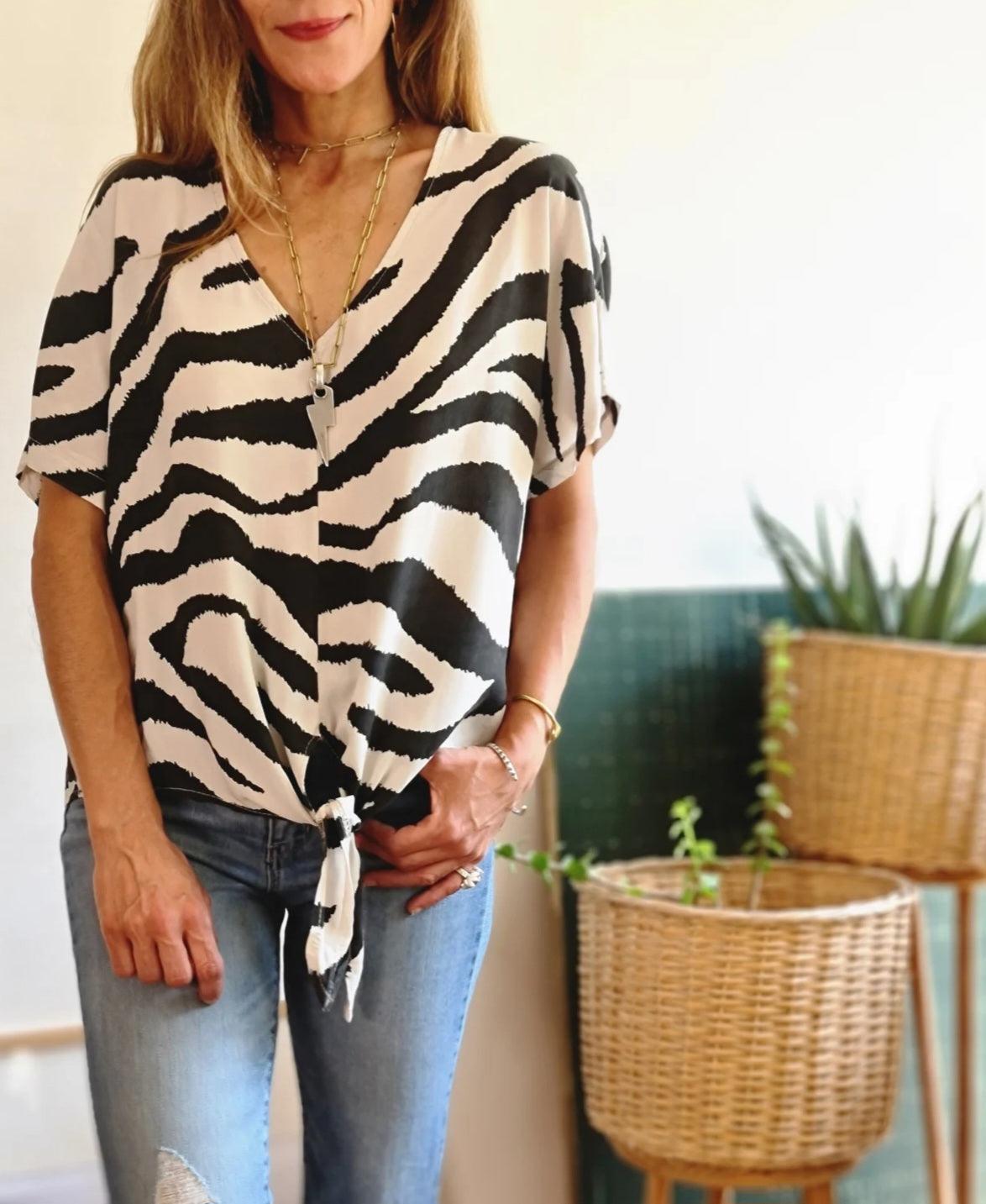 BLUSA CEBRA NUDO BEIGE SUAVE -20% DE DCTO. - Quemepongo