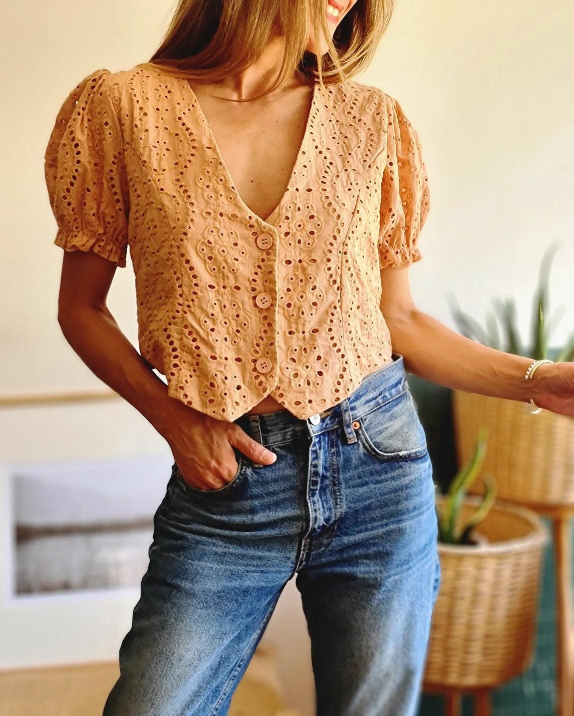BLUSA TERE ROSADA DURAZNO -25% DE DCTO. - Quemepongo