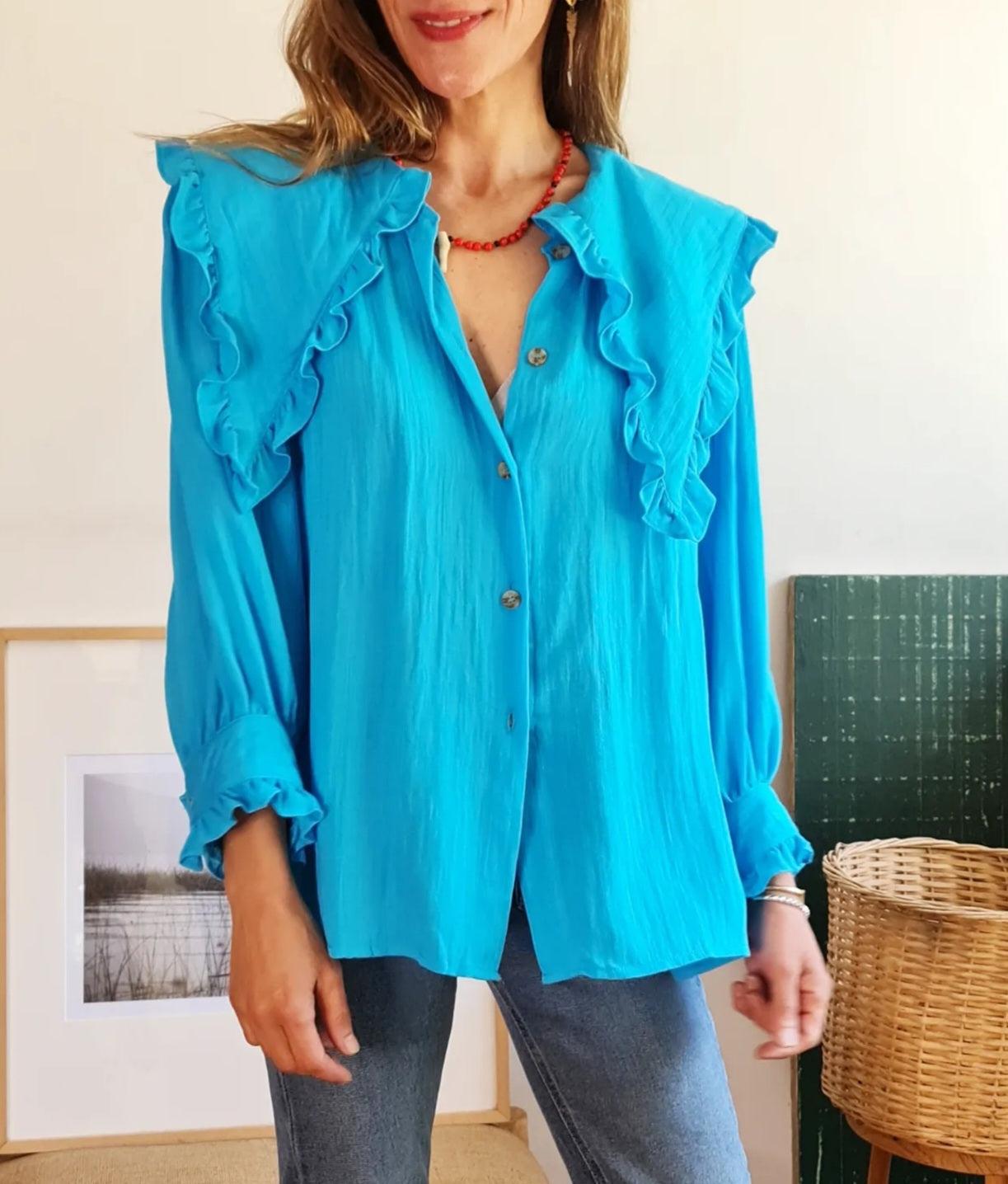 BLUSA SOFIA CELESTE INTENSO -60% DE DCTO. - Quemepongo