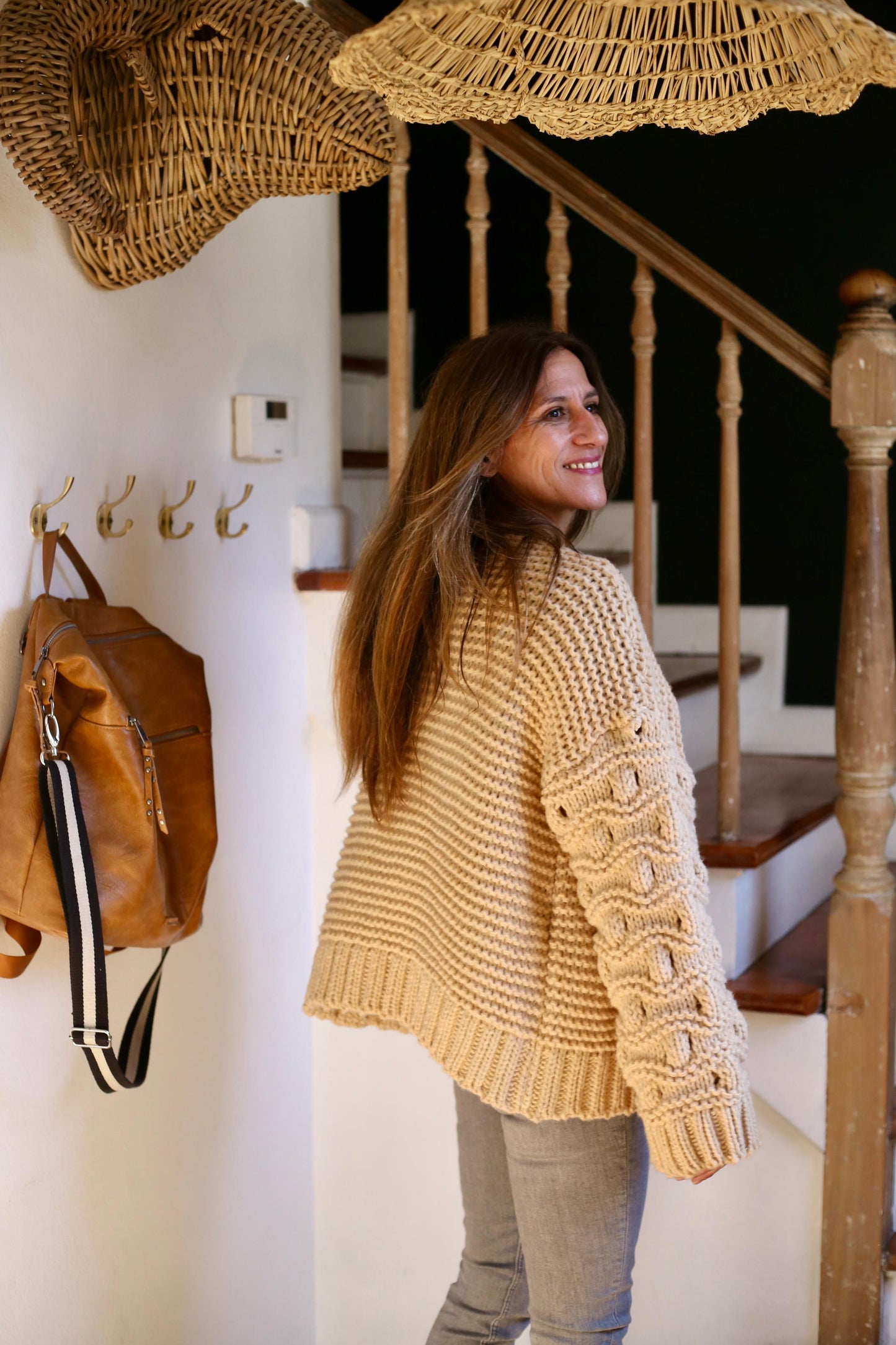 CHALECO FATIMA CAMEL -25% DE DCTO.