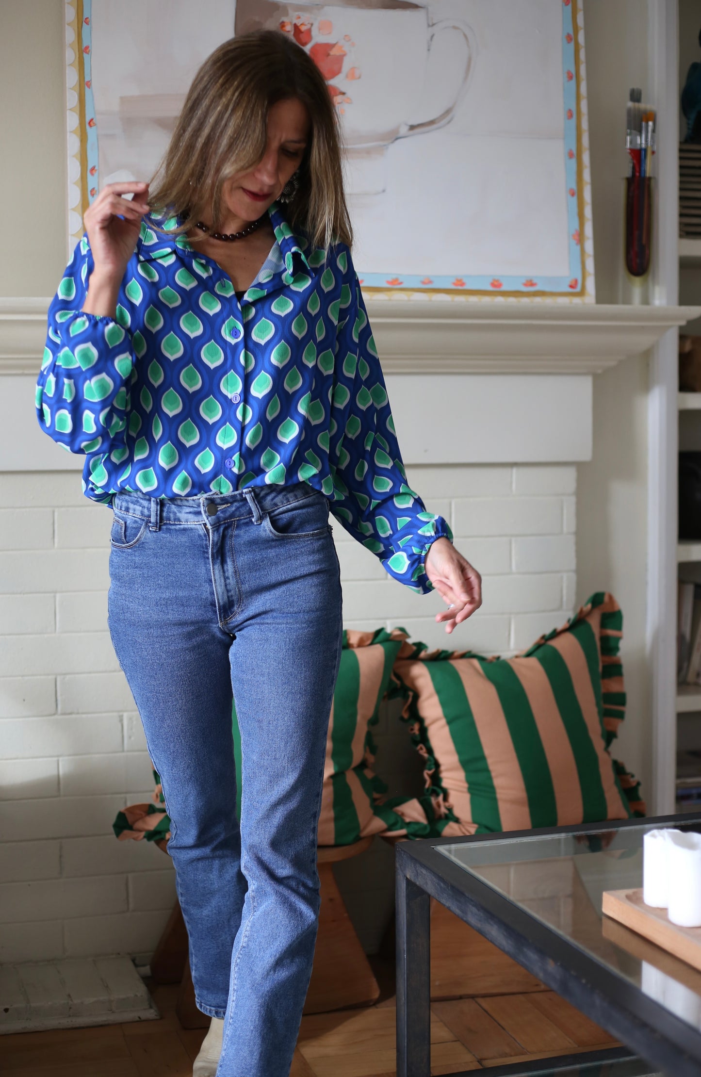 BLUSA PEPA AZUL/VERDE. - Quemepongo