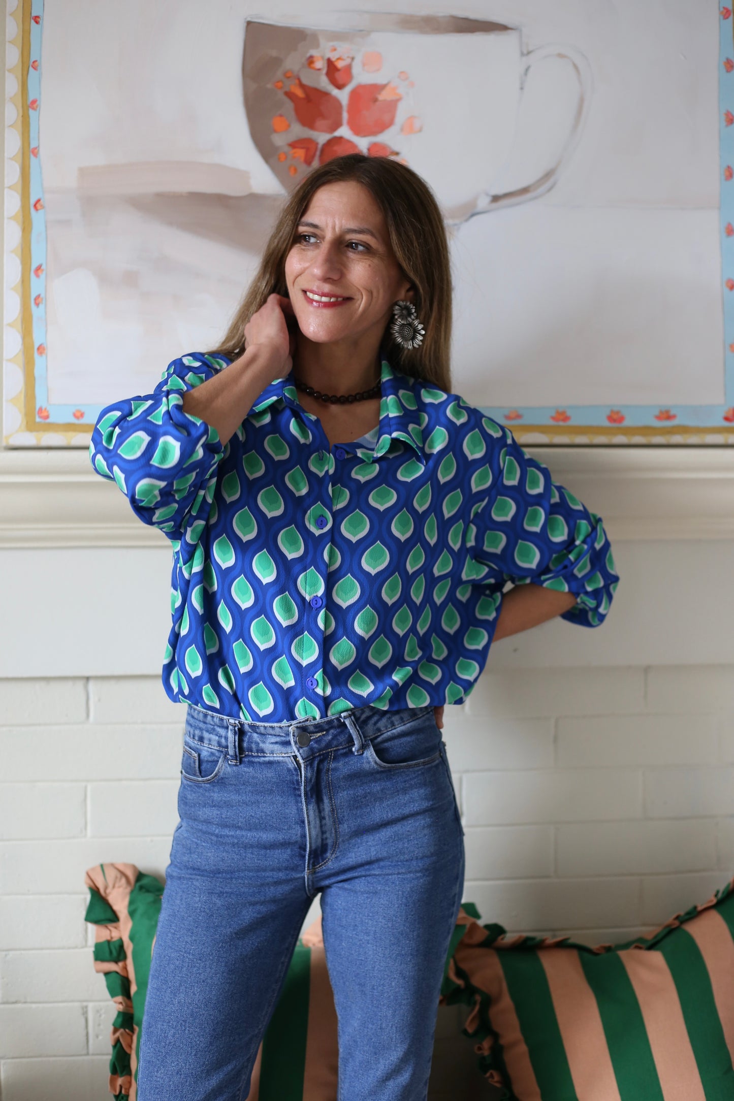 BLUSA PEPA AZUL/VERDE. - Quemepongo