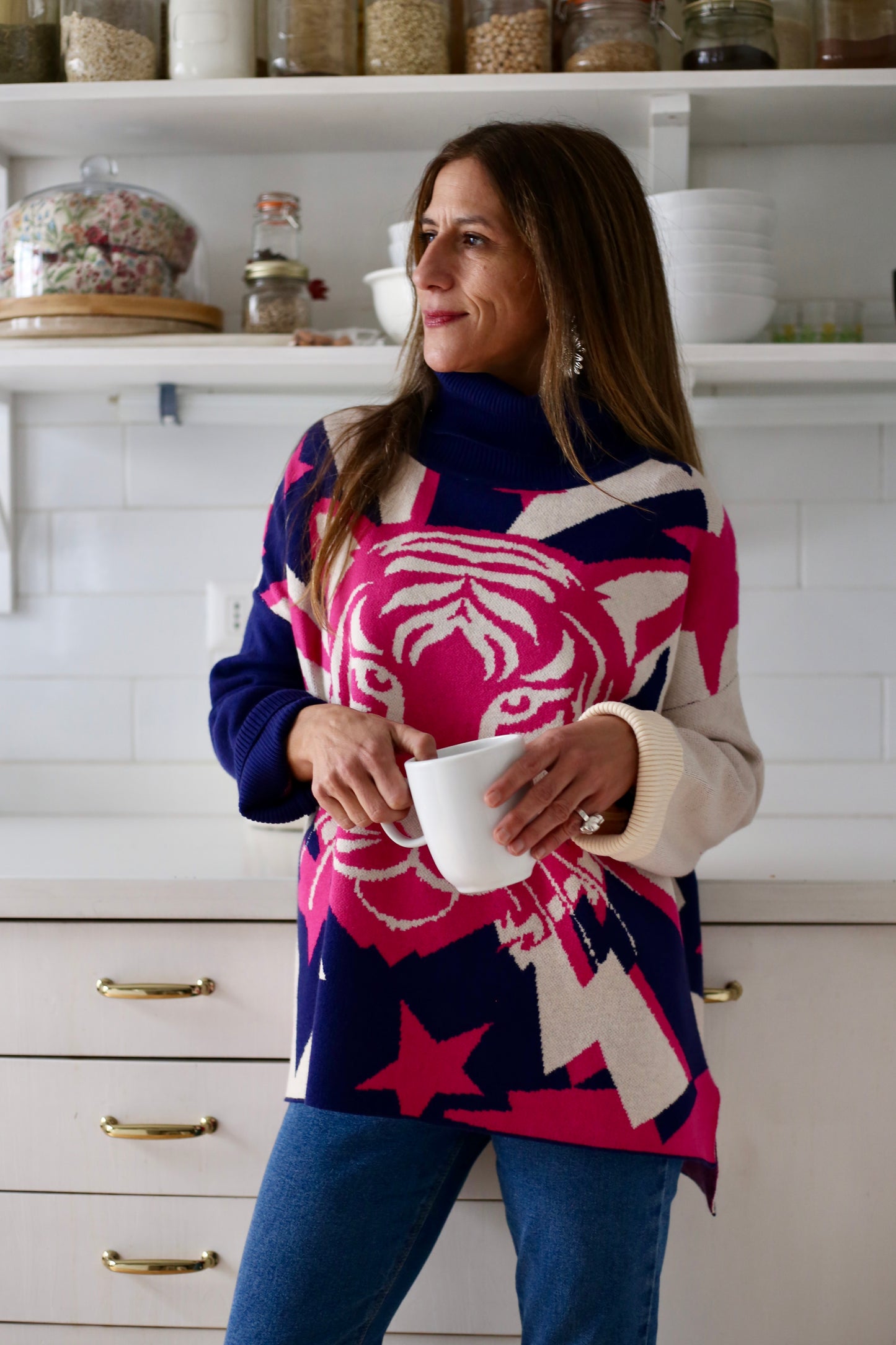 SWEATER TIGRE AZUL/FUCSIA. - Quemepongo
