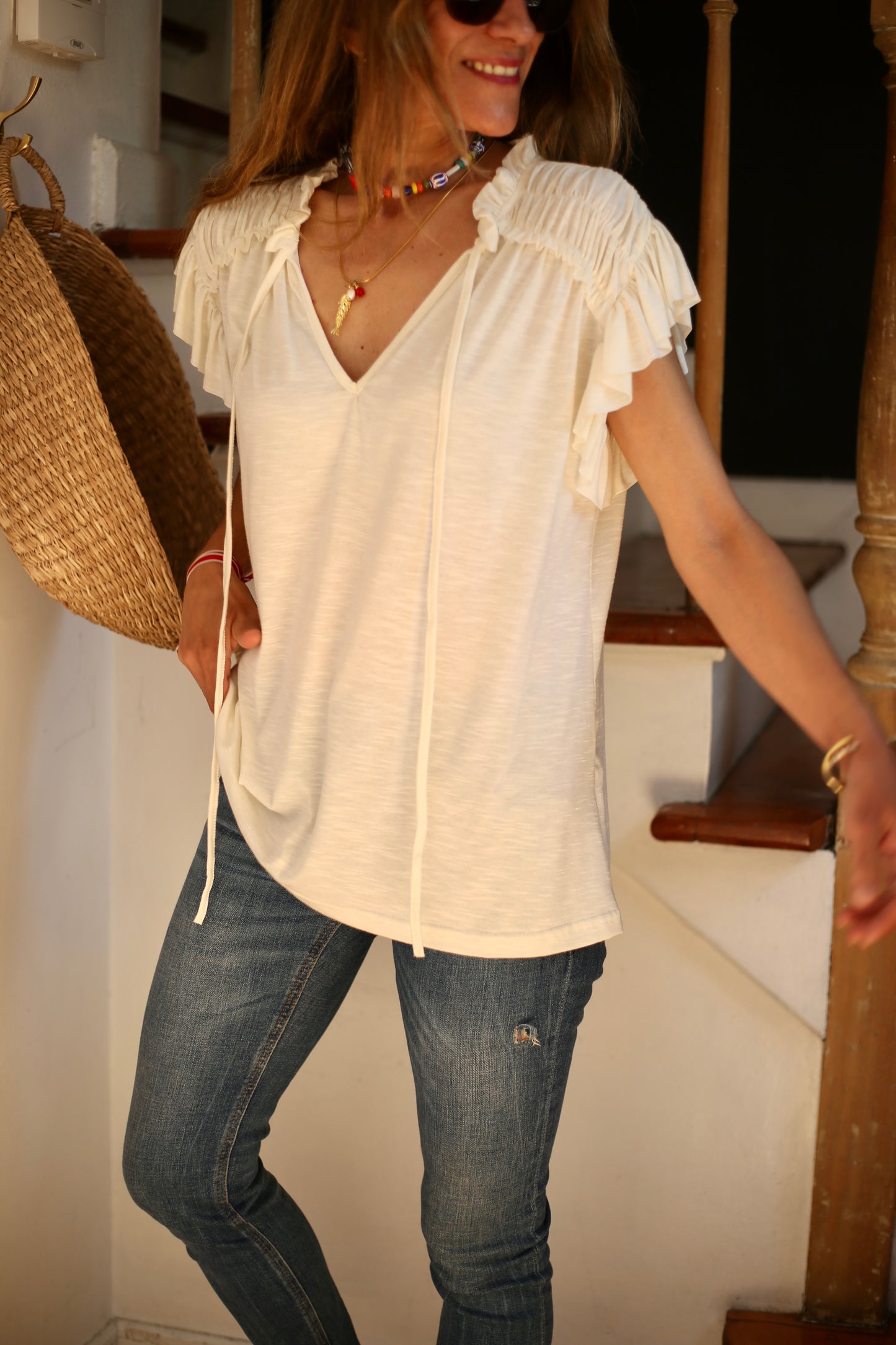 POLERA AMPARO CREMA.