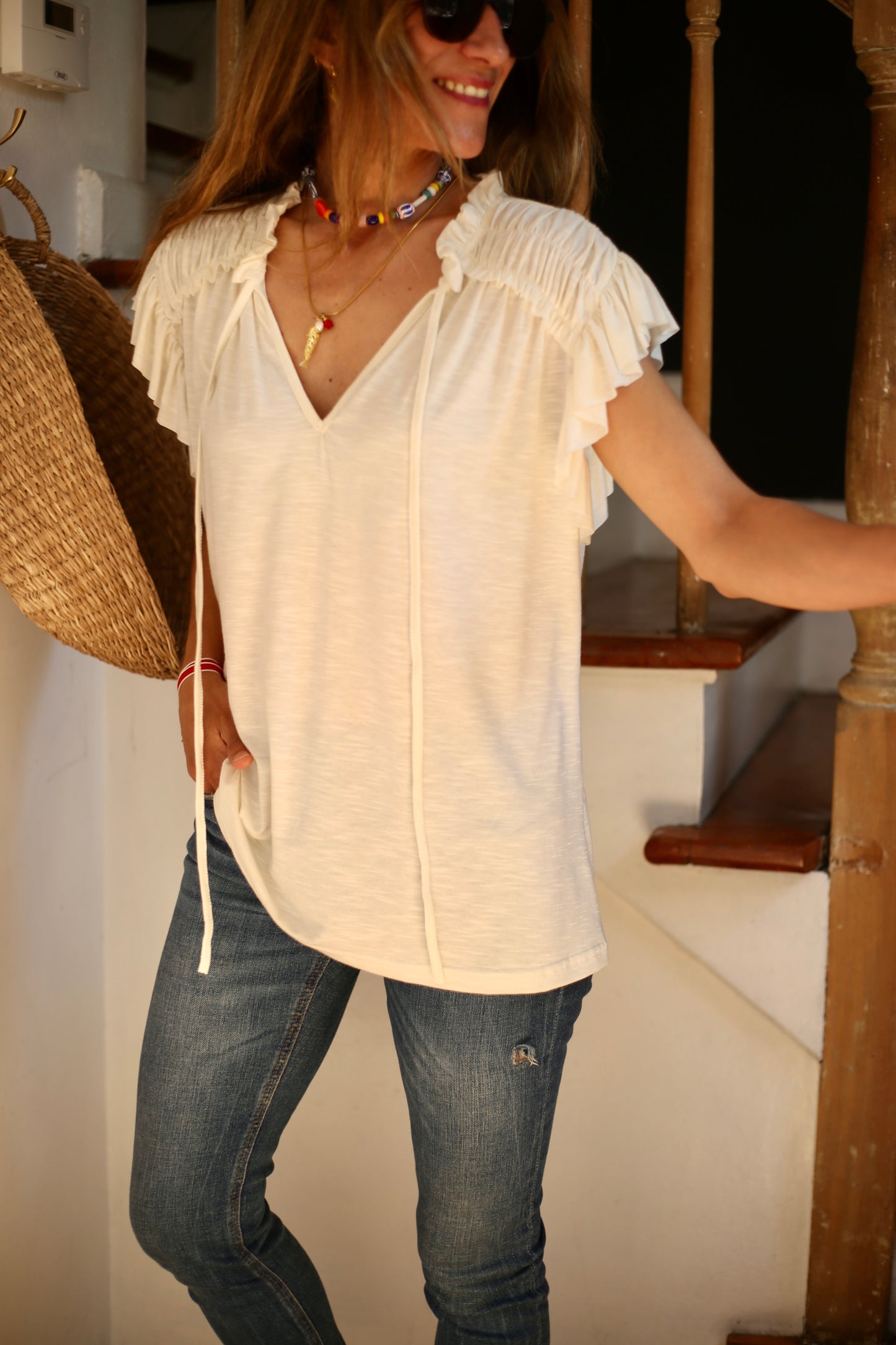 POLERA AMPARO CREMA.