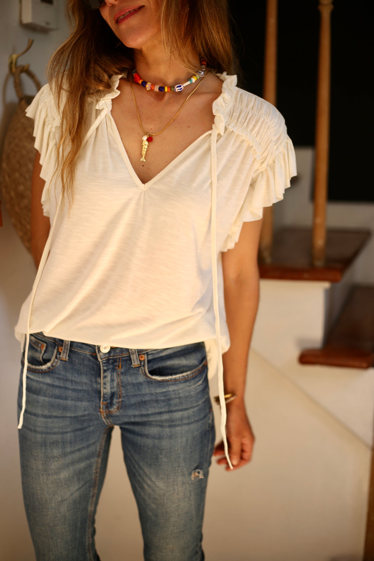 POLERA AMPARO CREMA.