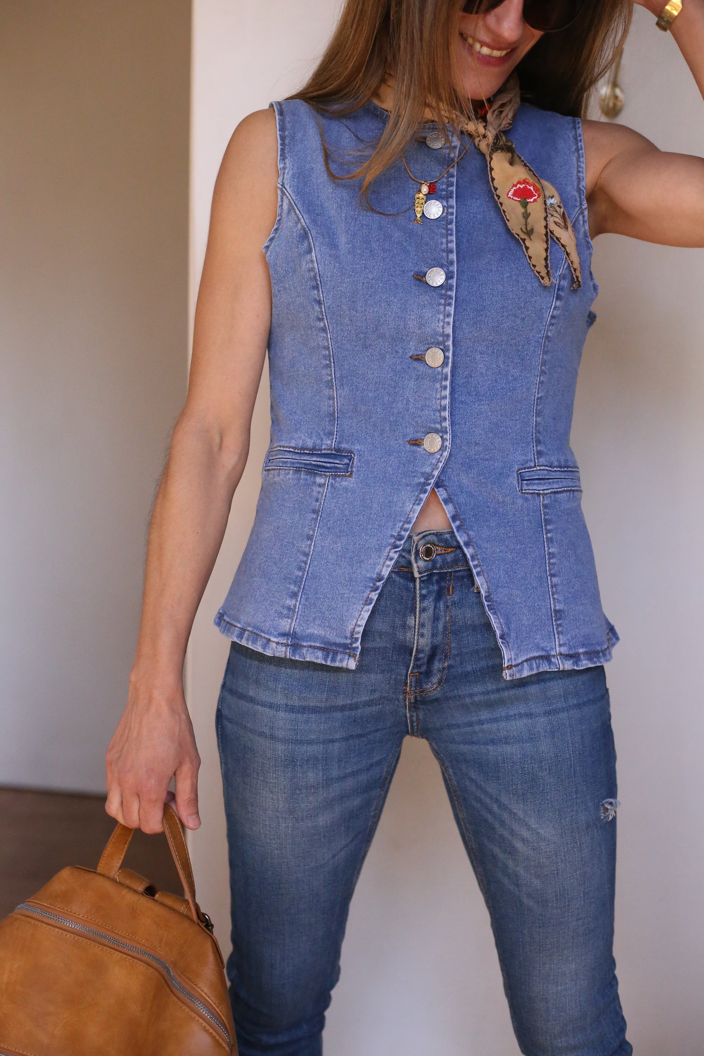GILLET LUCIA JEANS CELESTE.