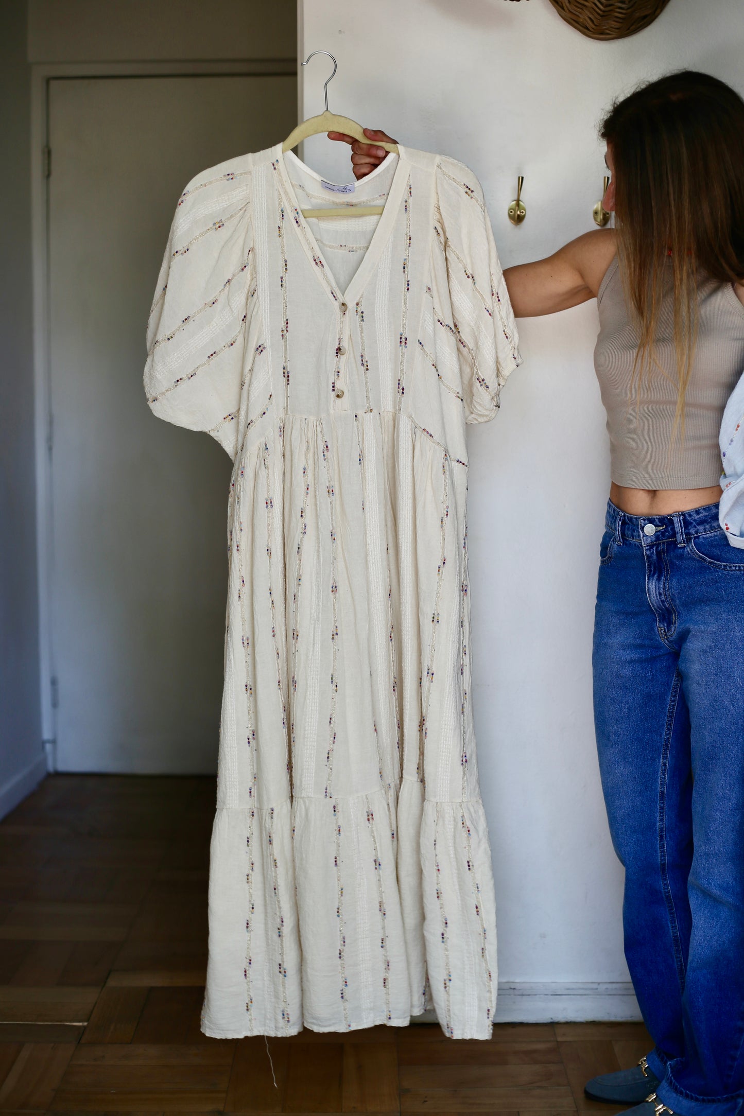 VESTIDO FELICIA 100% LINO CREMA