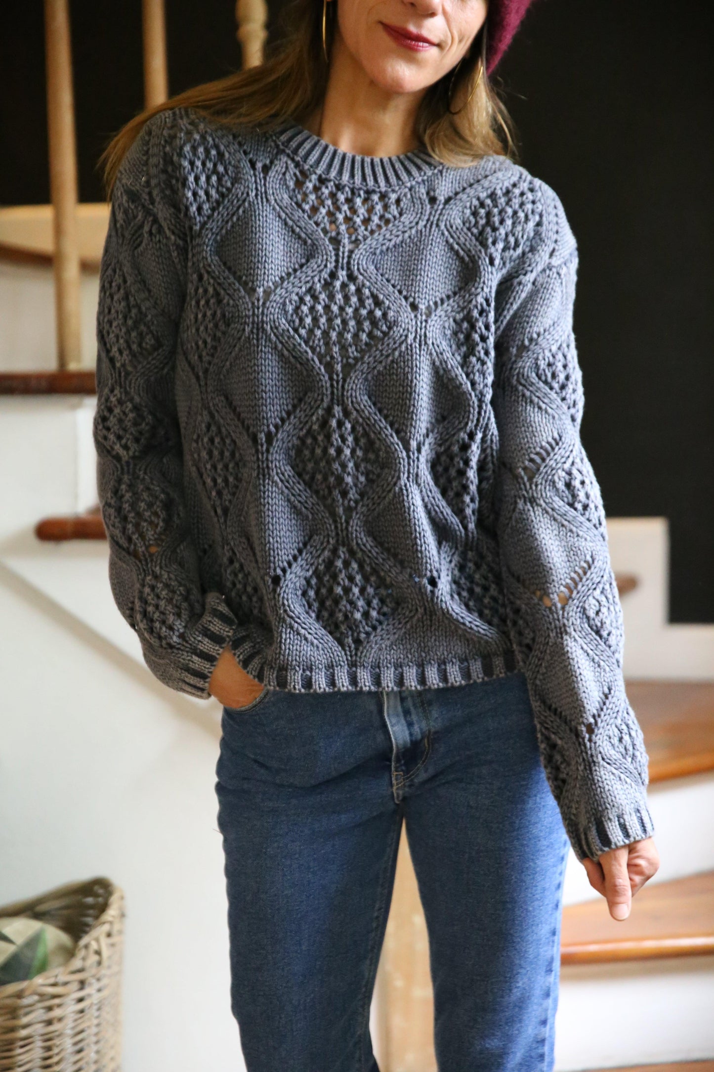 SWEATER CONSTANZA AZUL DESGASTADO. - Quemepongo