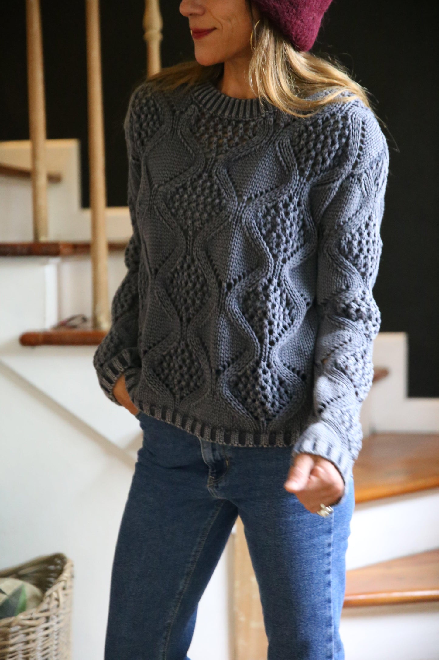 SWEATER CONSTANZA AZUL DESGASTADO. - Quemepongo
