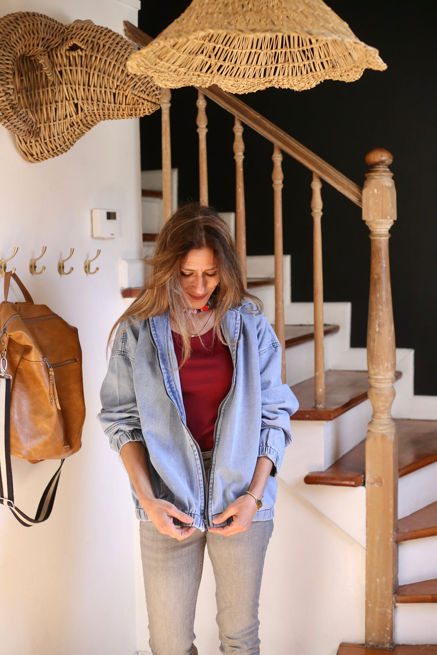 Chaqueta Bomber Jeans Celeste