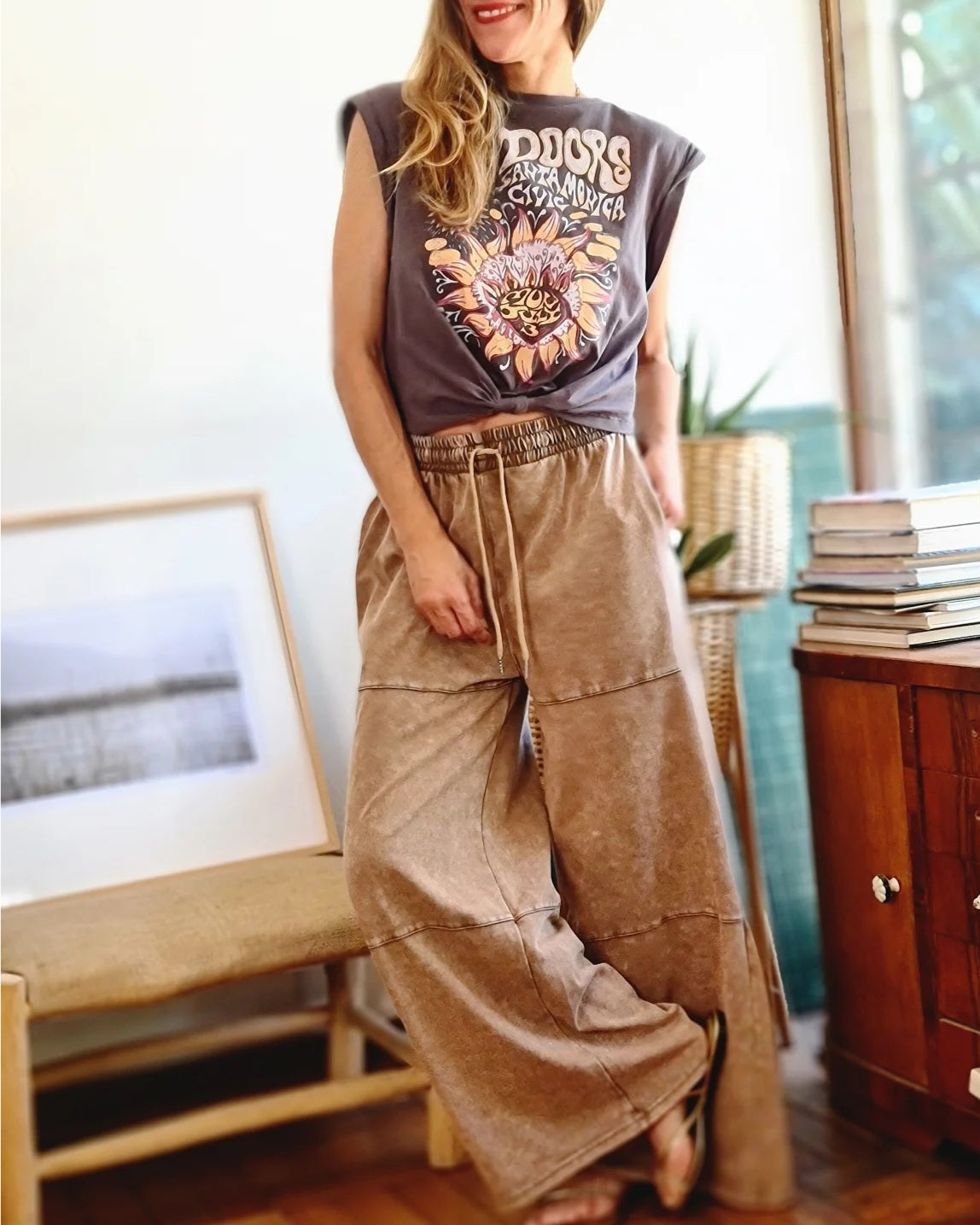 PANTALON ALGODON BEIGE DESGASTADO -10% DE DCTO.