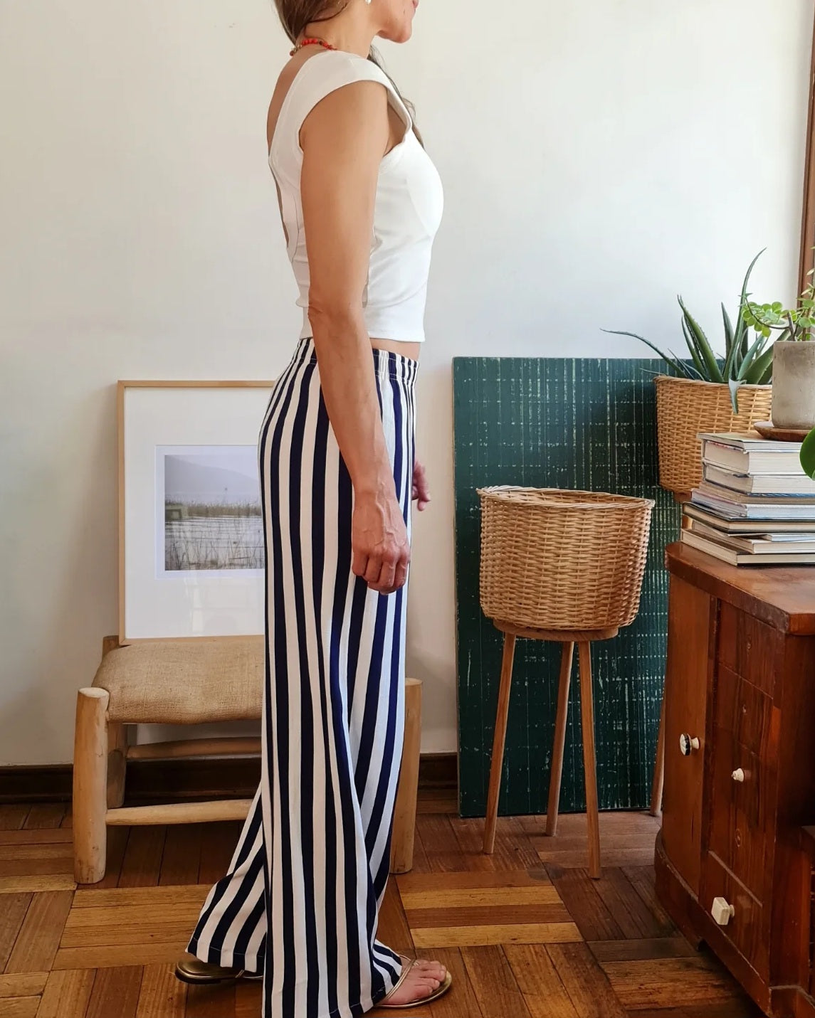 PANTALON LUPE AZUL/BLANCO -35% DE DCTO.