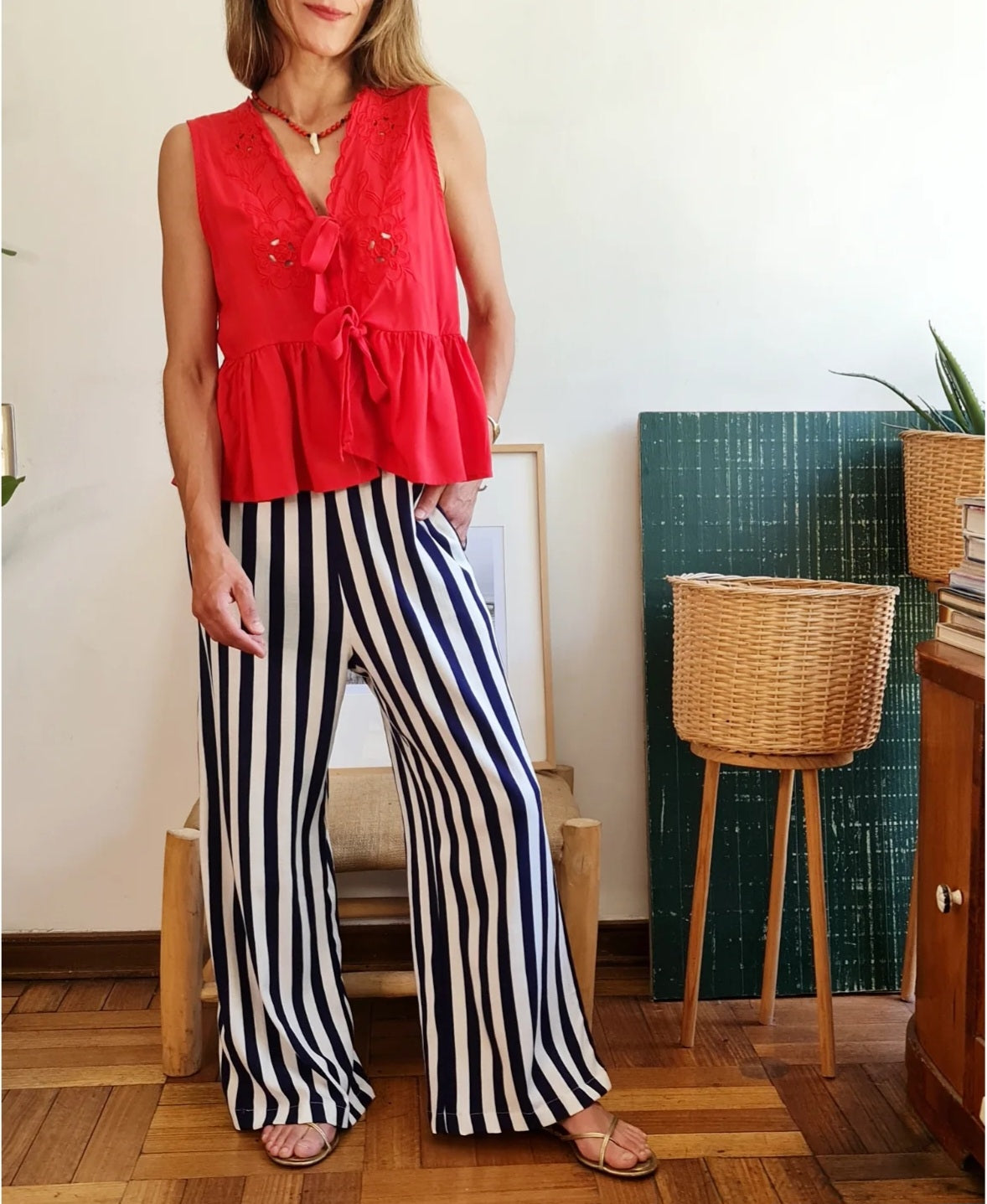 PANTALON LUPE AZUL/BLANCO -35% DE DCTO.
