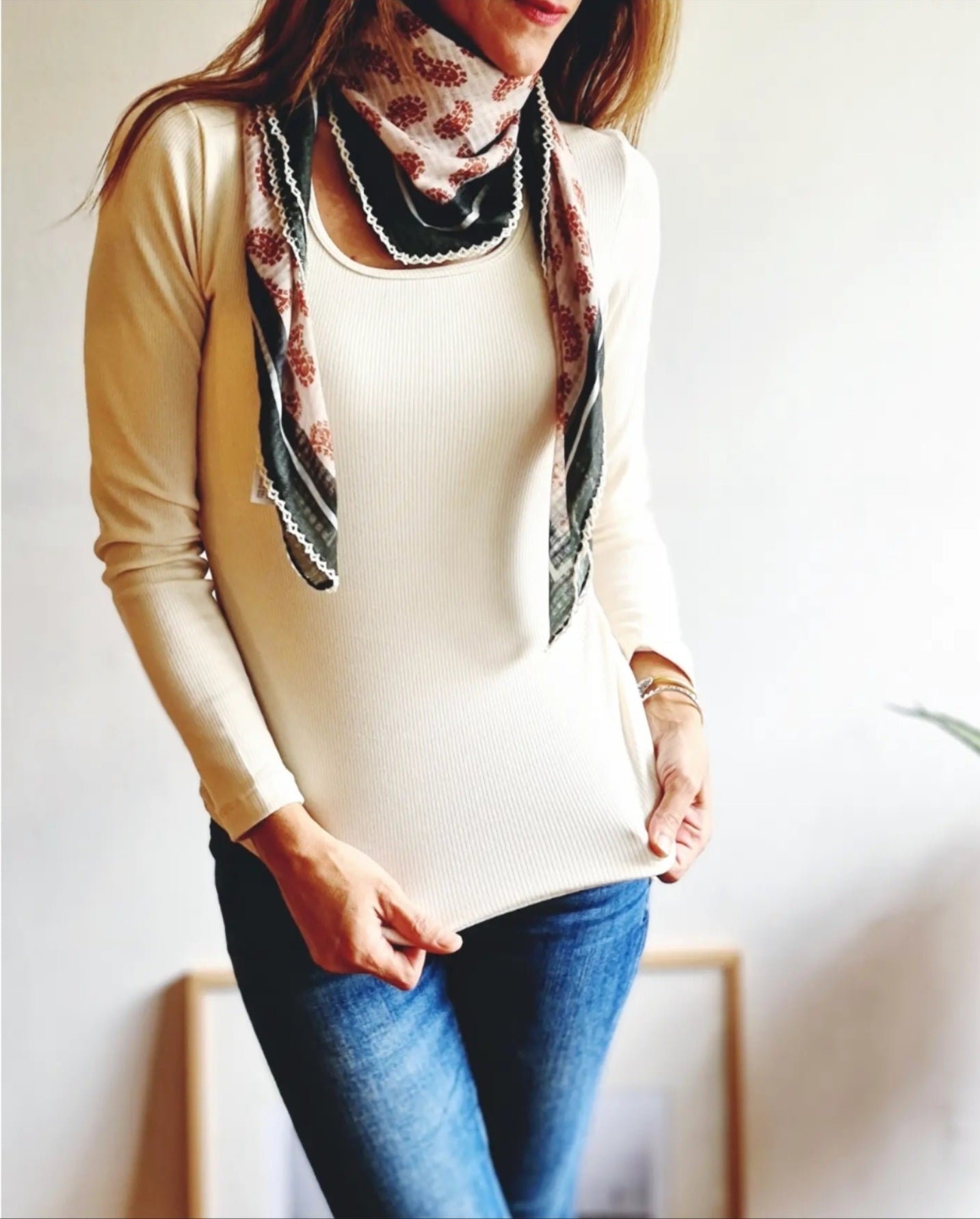 POLERA ALGODON TERMICA CREMA.