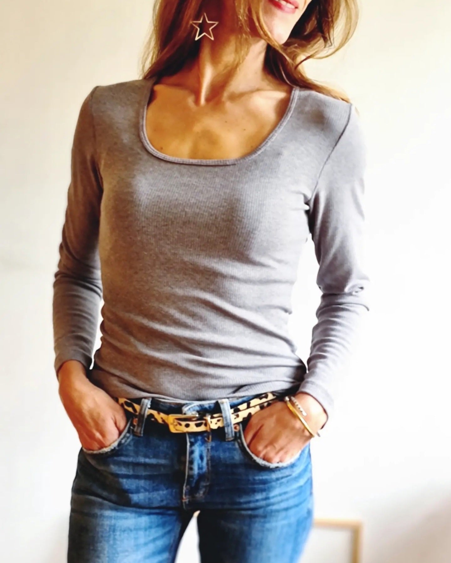 POLERA ALGODON TERMICA GRIS.
