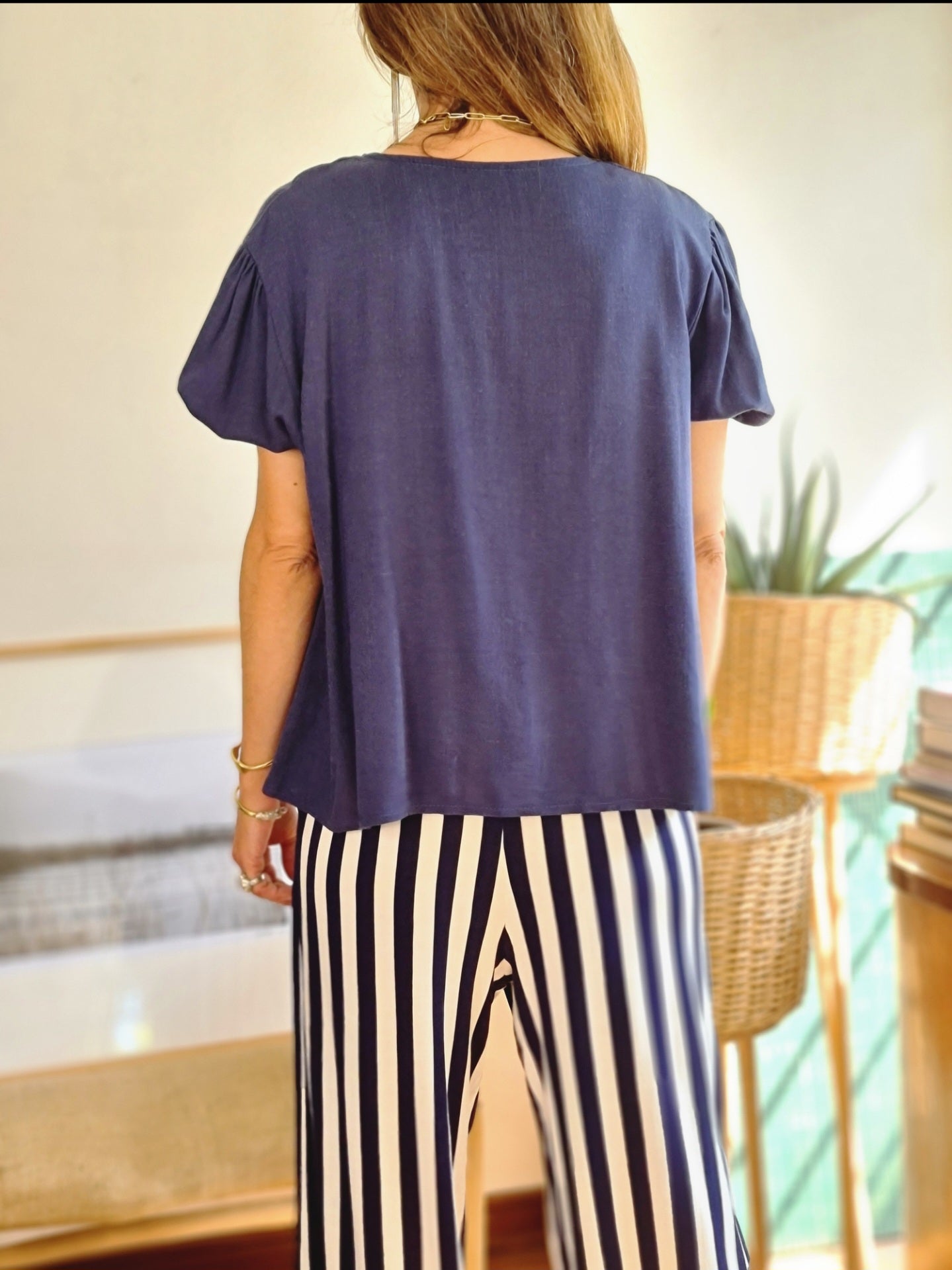 BLUSA LAZOS AZUL -60% DE DCTO.