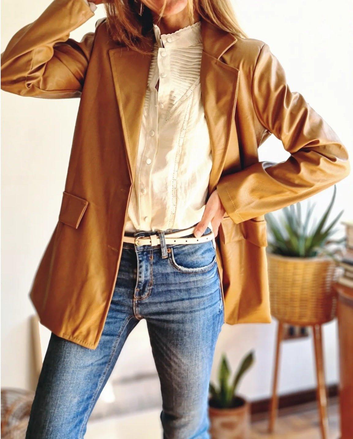 Blazer Eco Cuero Camel 15% de Dto - Queme Pongo Tienda