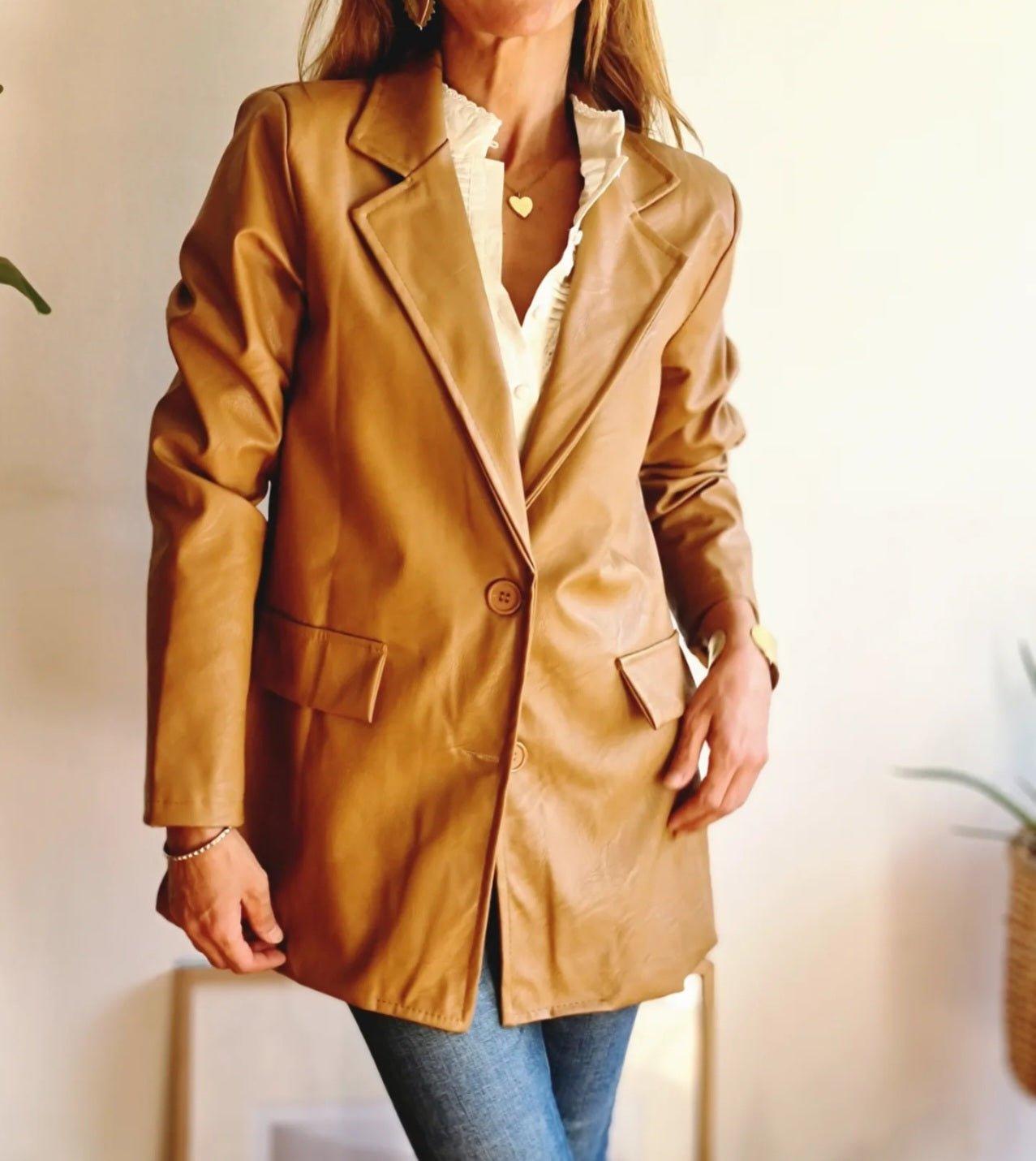 Blazer Eco Cuero Camel 15% de Dto - Queme Pongo Tienda