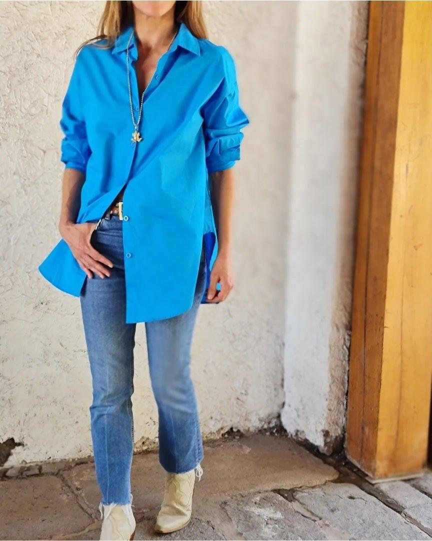 BLUSA CAYA CELESTE INTENSO -35 % DE DCTO. - Quemepongo