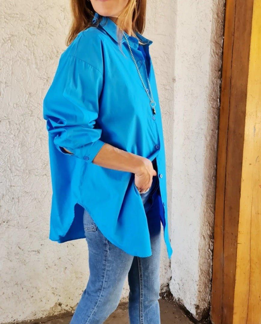 BLUSA CAYA CELESTE INTENSO -35 % DE DCTO. - Quemepongo