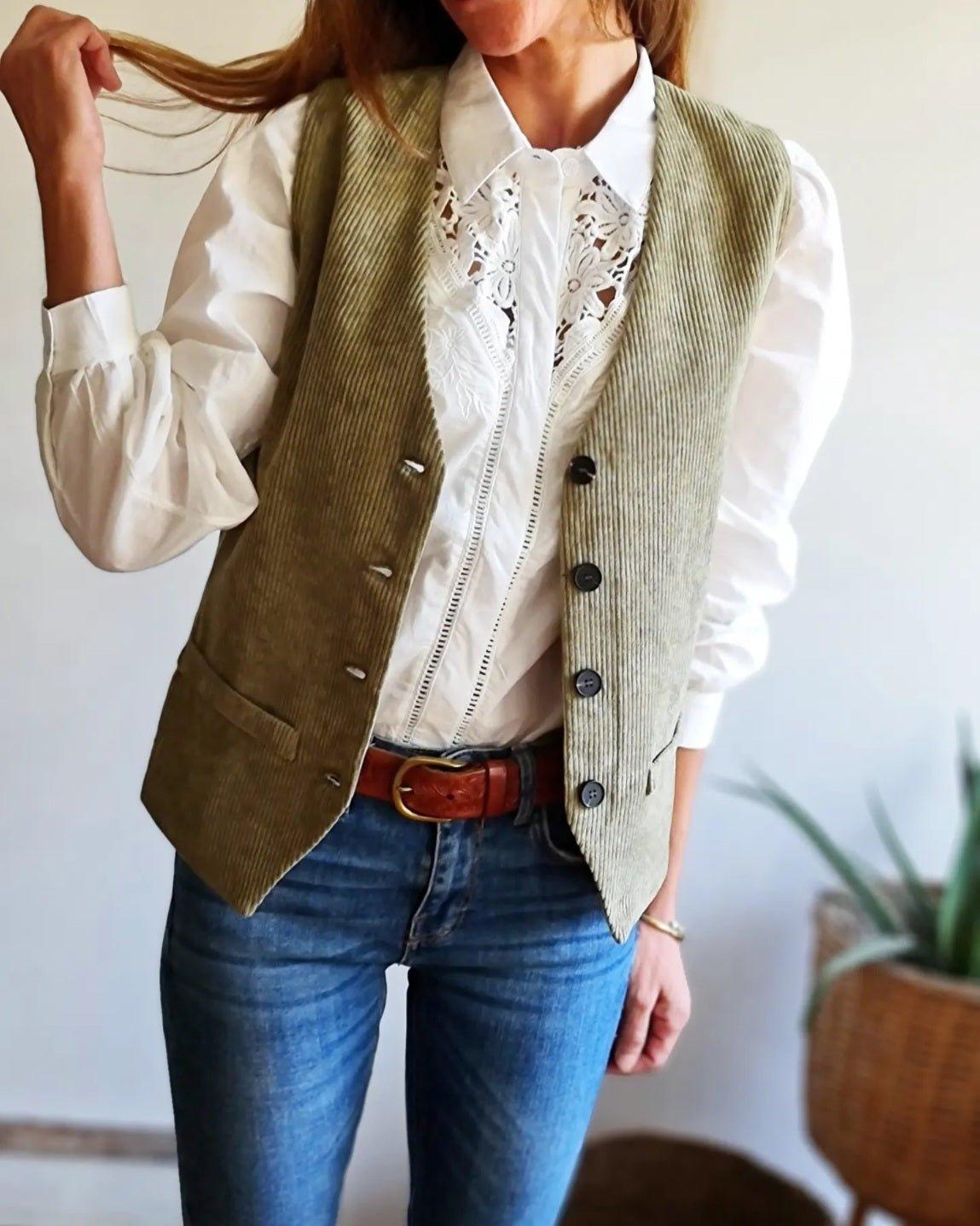 Gillet Cotele Alonsa Verde Musgo - Queme Pongo Tienda