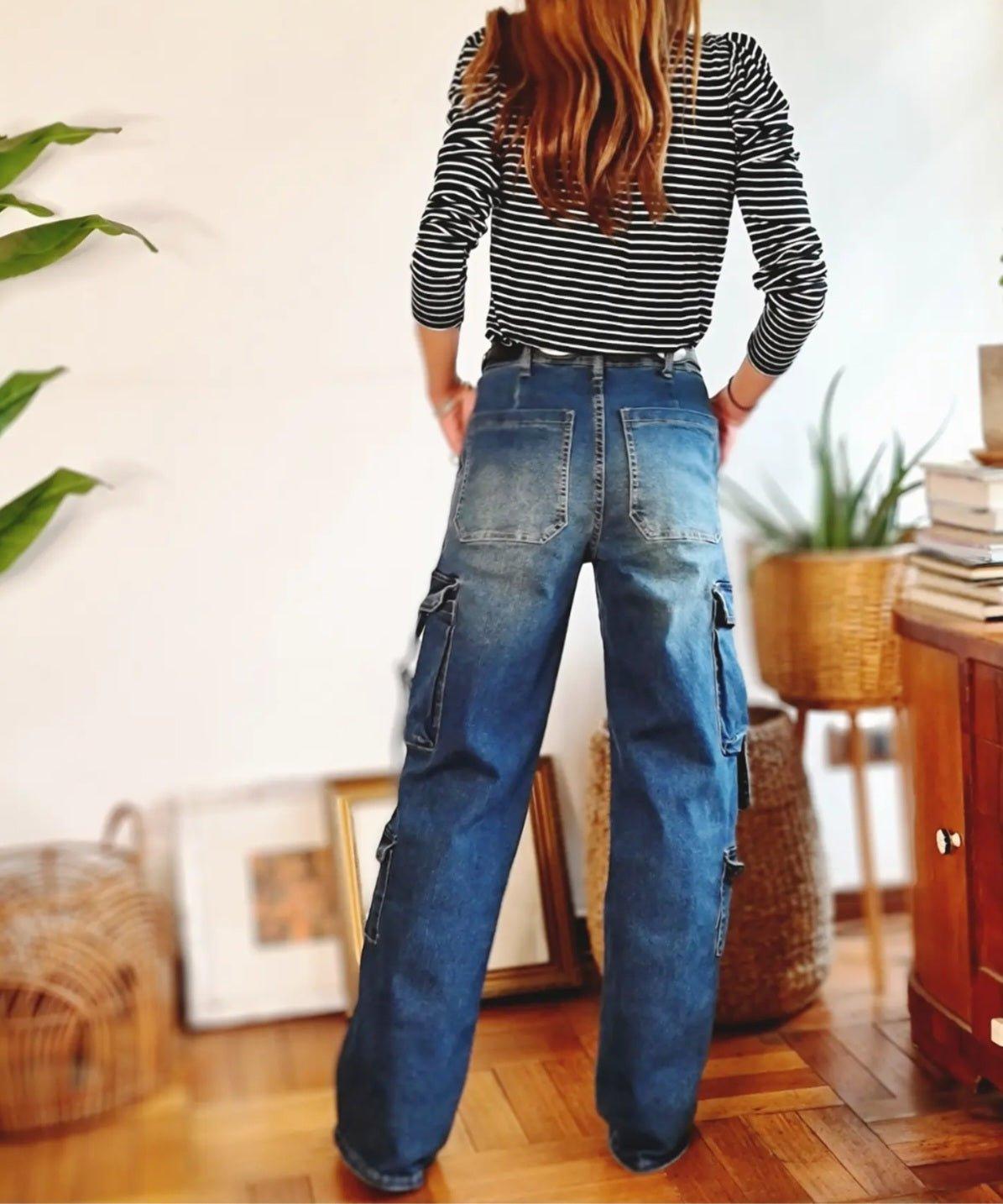 JEANS CARGO AZUL -20% DE DCTO. - Quemepongo