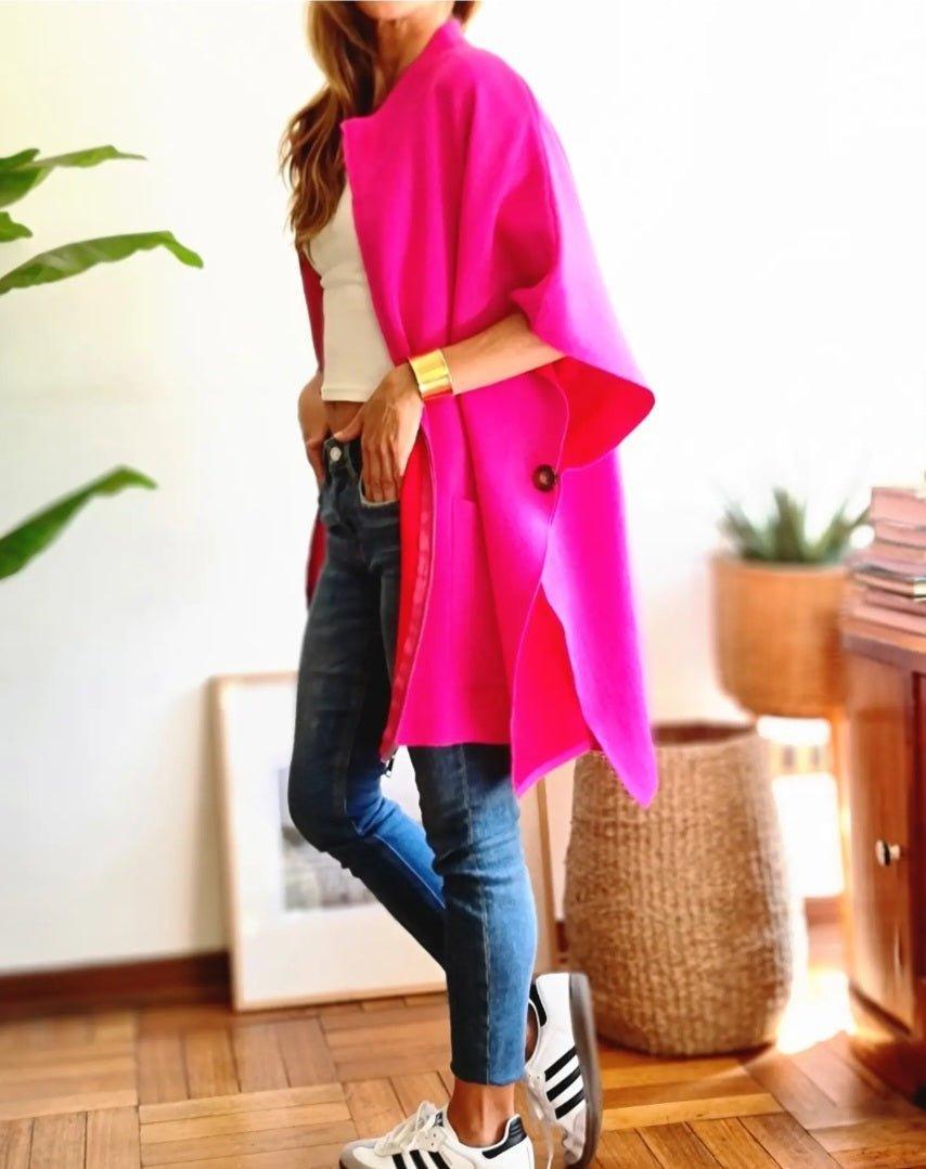 PONCHO CLARISA FUCSIA/ROJO -35% DE DCTO. - Quemepongo