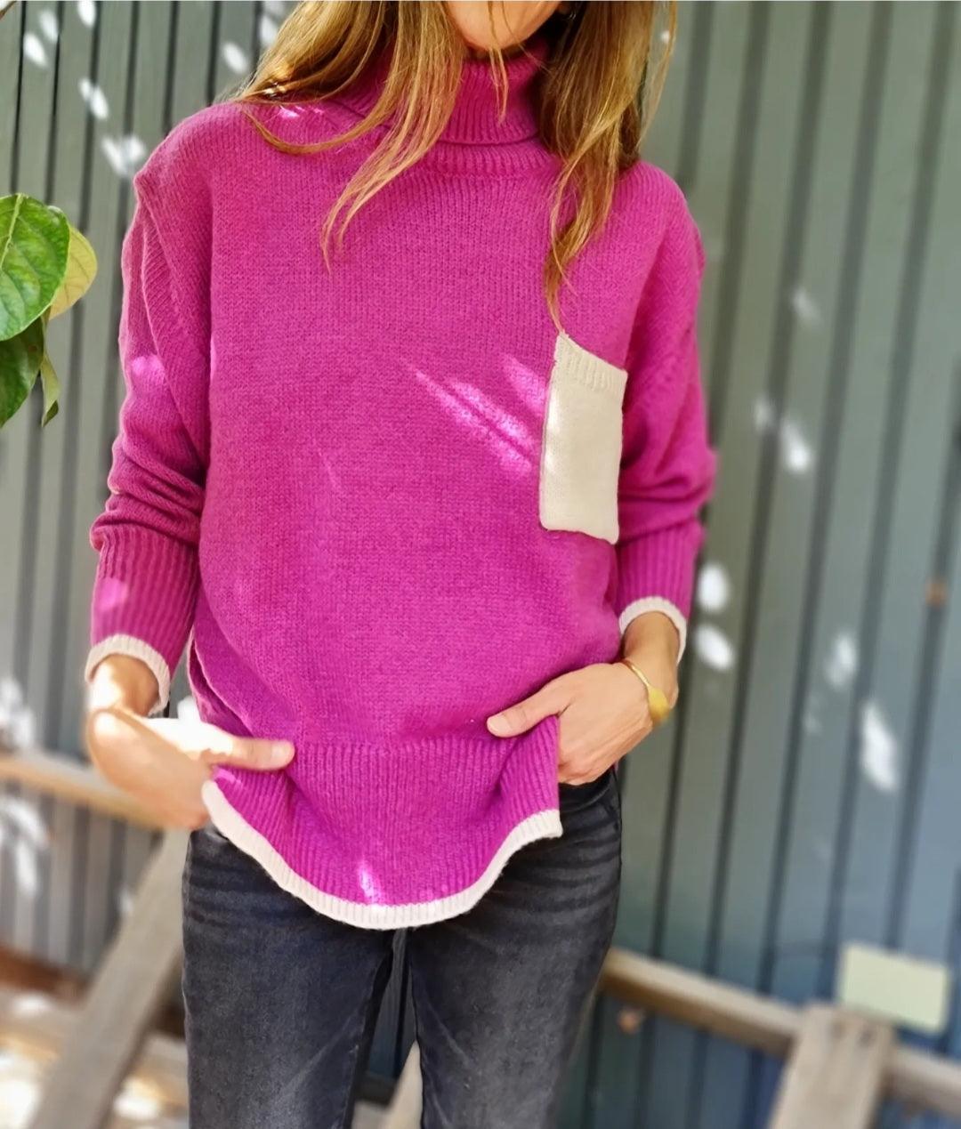SWEATER CASTAÑA PURPURA -65% DE DCTO. - Quemepongo