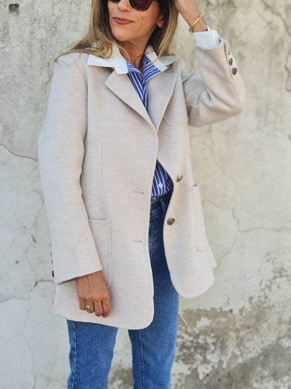 BLAZER PAÑO CRUDO JASPEADO.
