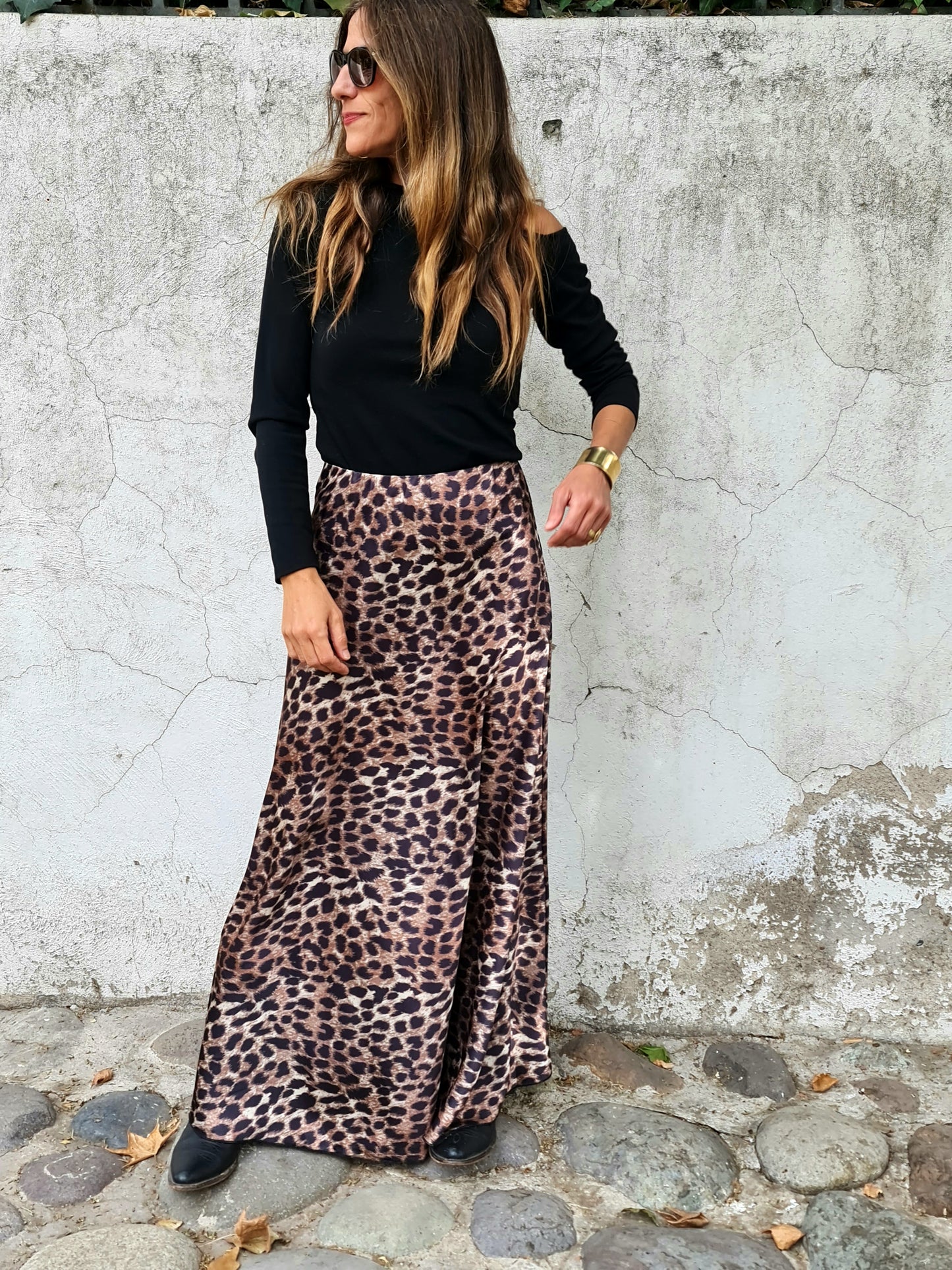 POLLERA SATIN PRINT.