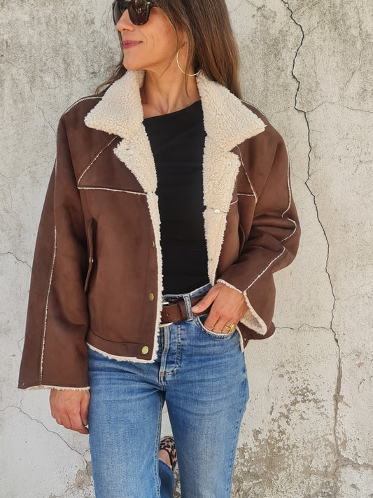 CHAQUETA NENA GAMUZA CHOCOLATE.